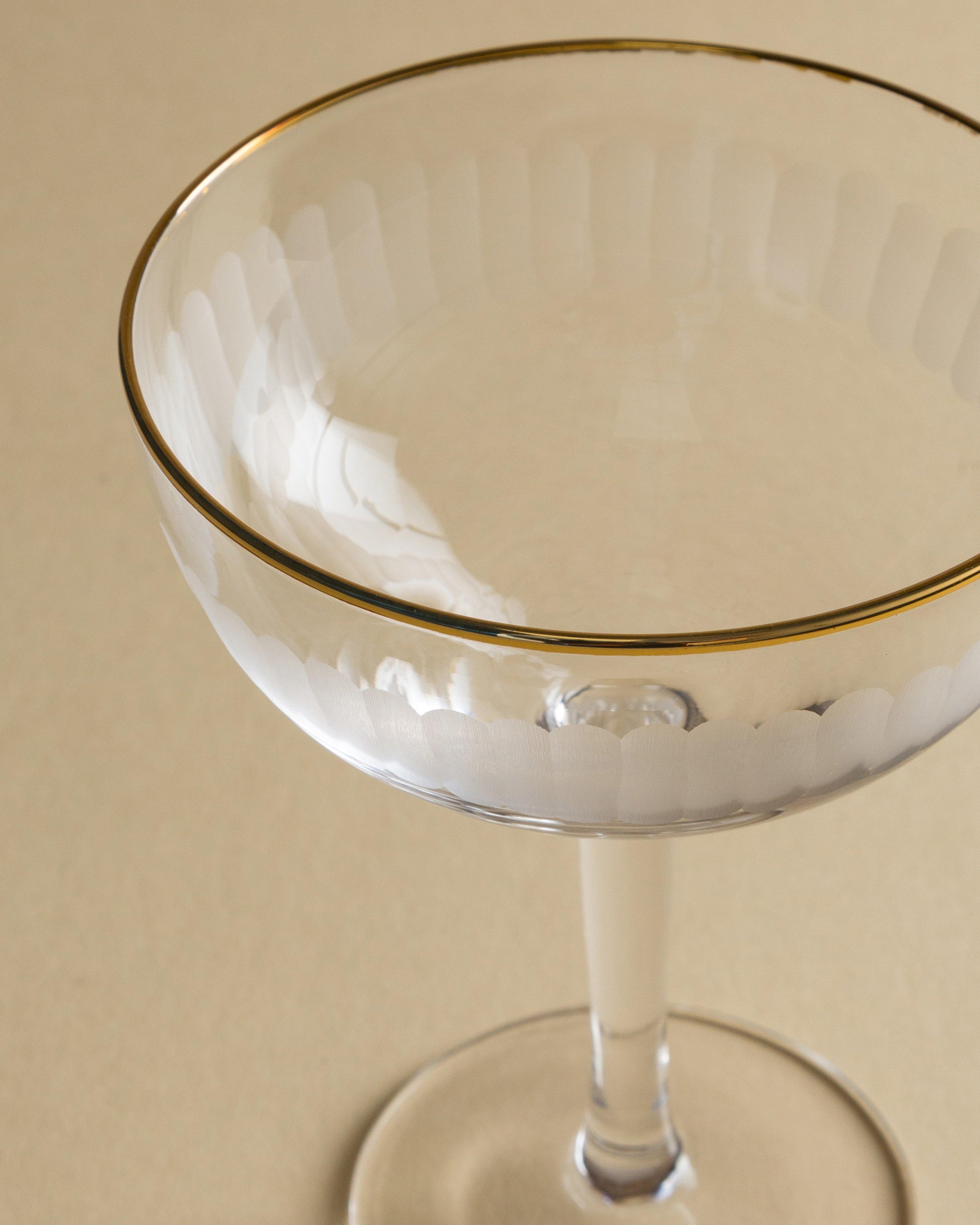 Gold Rim Ribbed Coupe Glass Poetry Clothing Store