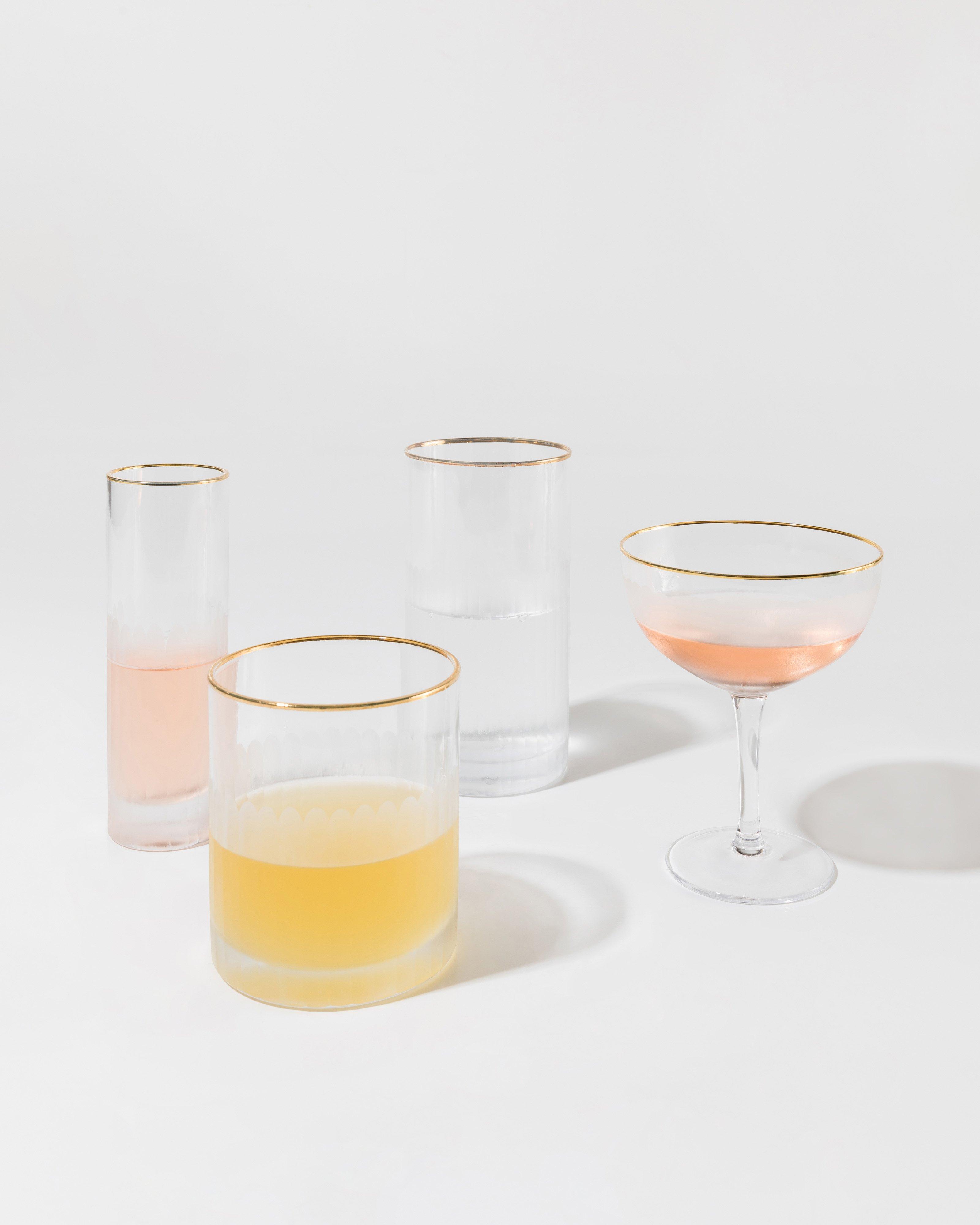 Gold Rim Ribbed Coupe Glass Poetry Clothing Store