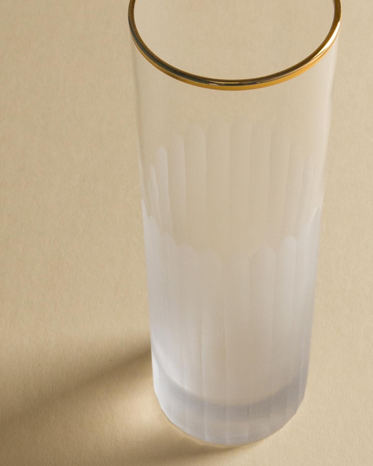 Gold Rim Ribbed Stemless Champagne Flute -  No Colour