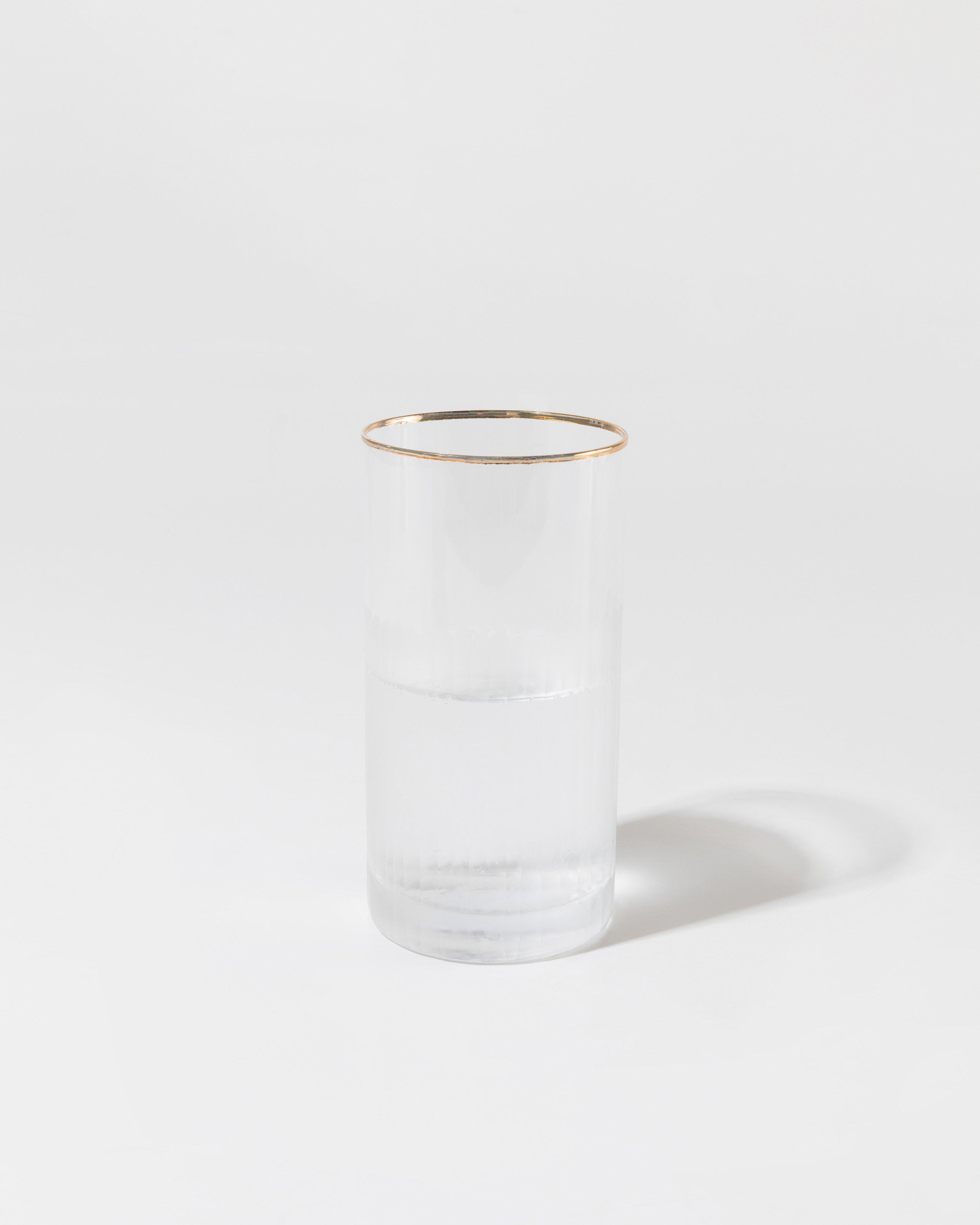 Gold Rim Ribbed High ball -  No Colour