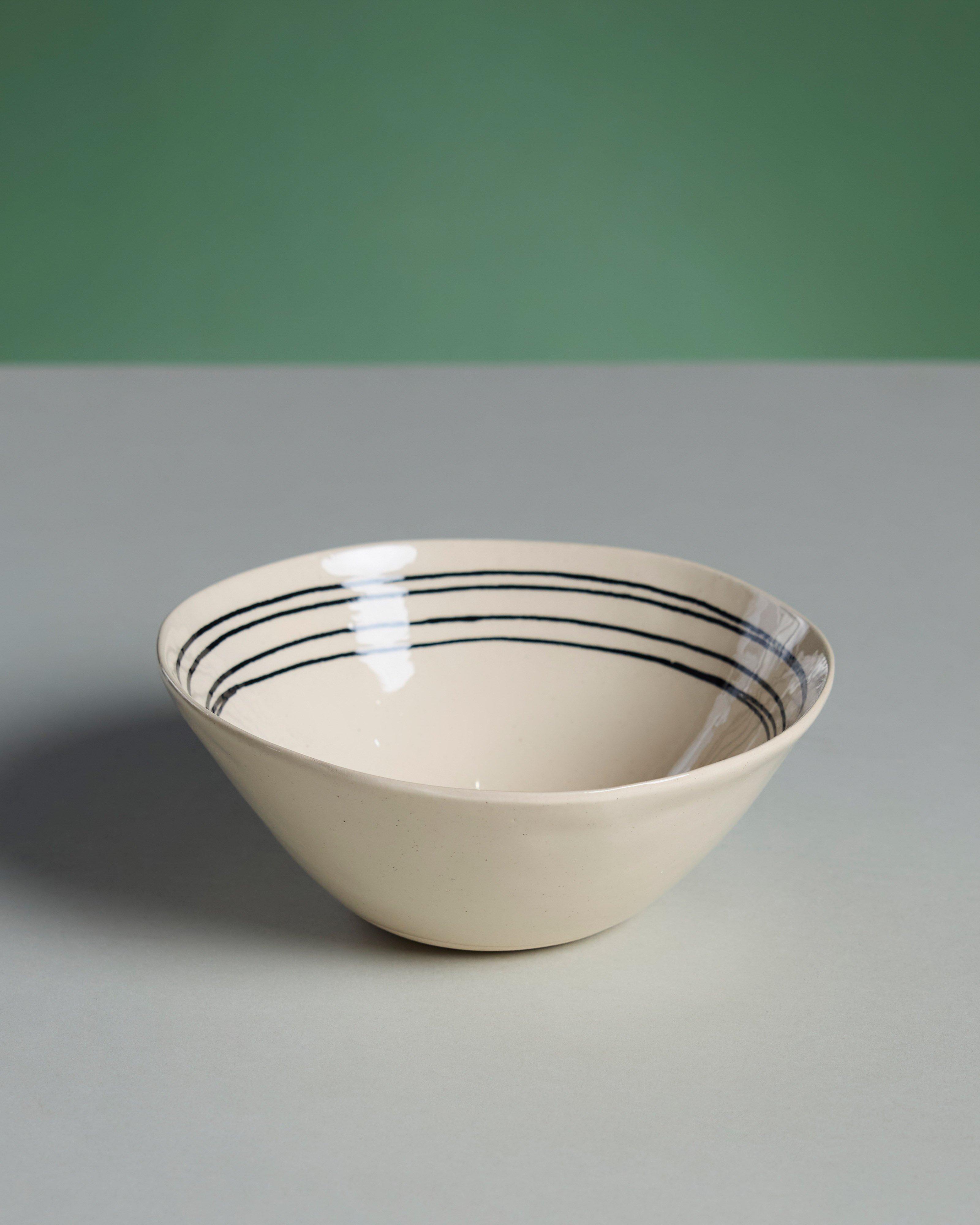 Wonki Ware Pattern Soup Bowl -  Black