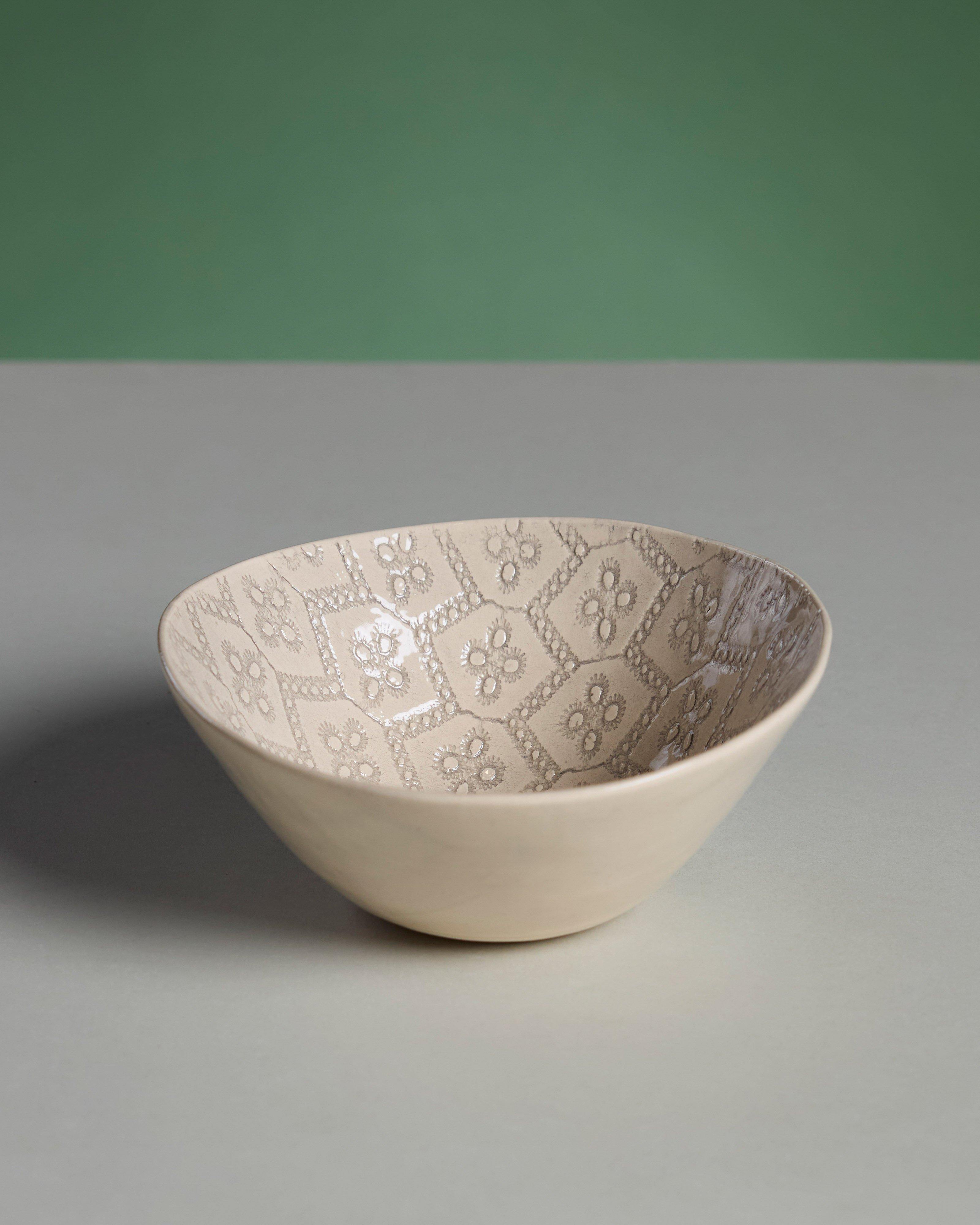 Wonki Ware Pattern Soup Bowl -  Grey