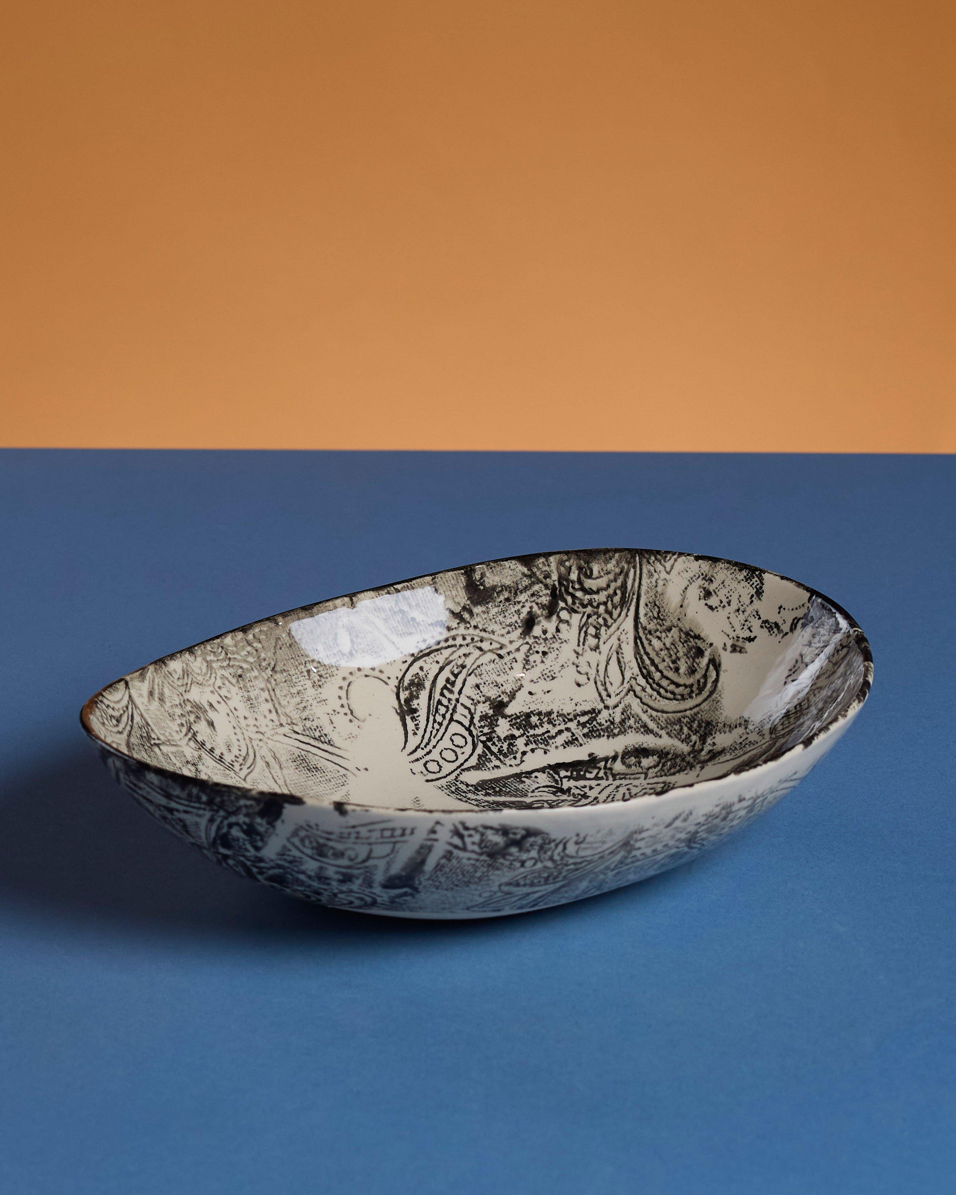 Wonki Ware Large Etosha Patterned Bowl -  Black