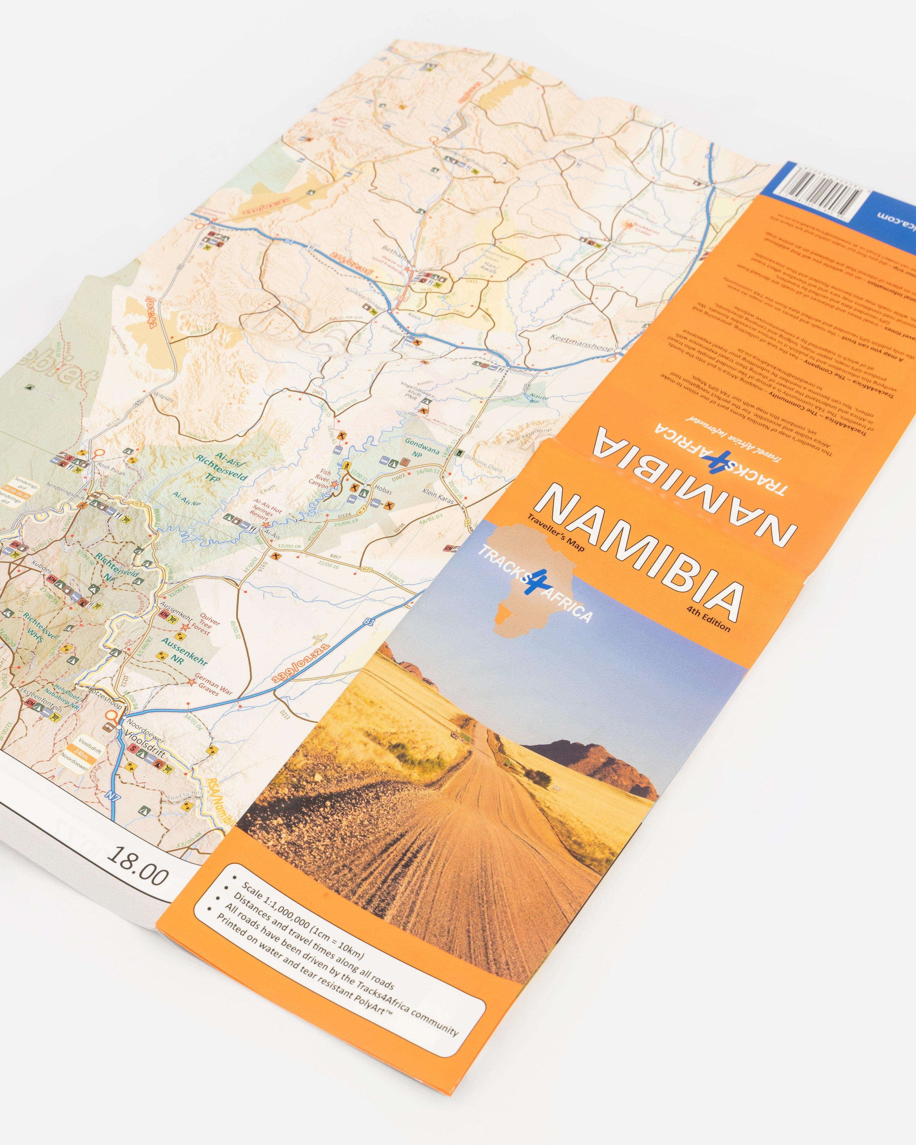 T4A Namibia 4th Edition Paper Map -  White