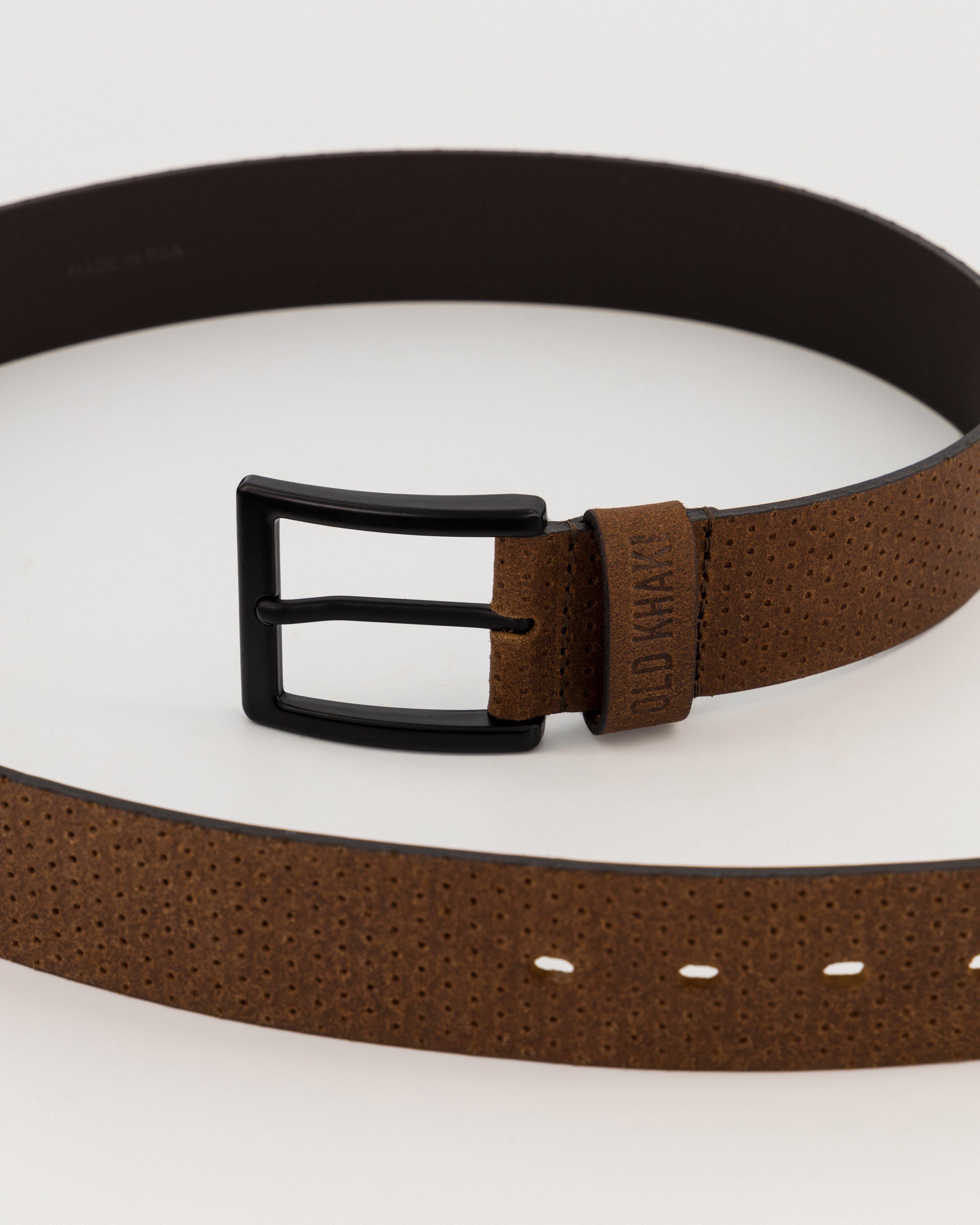 Men’s Rush Embossed Detail Leather Belt -  Tan