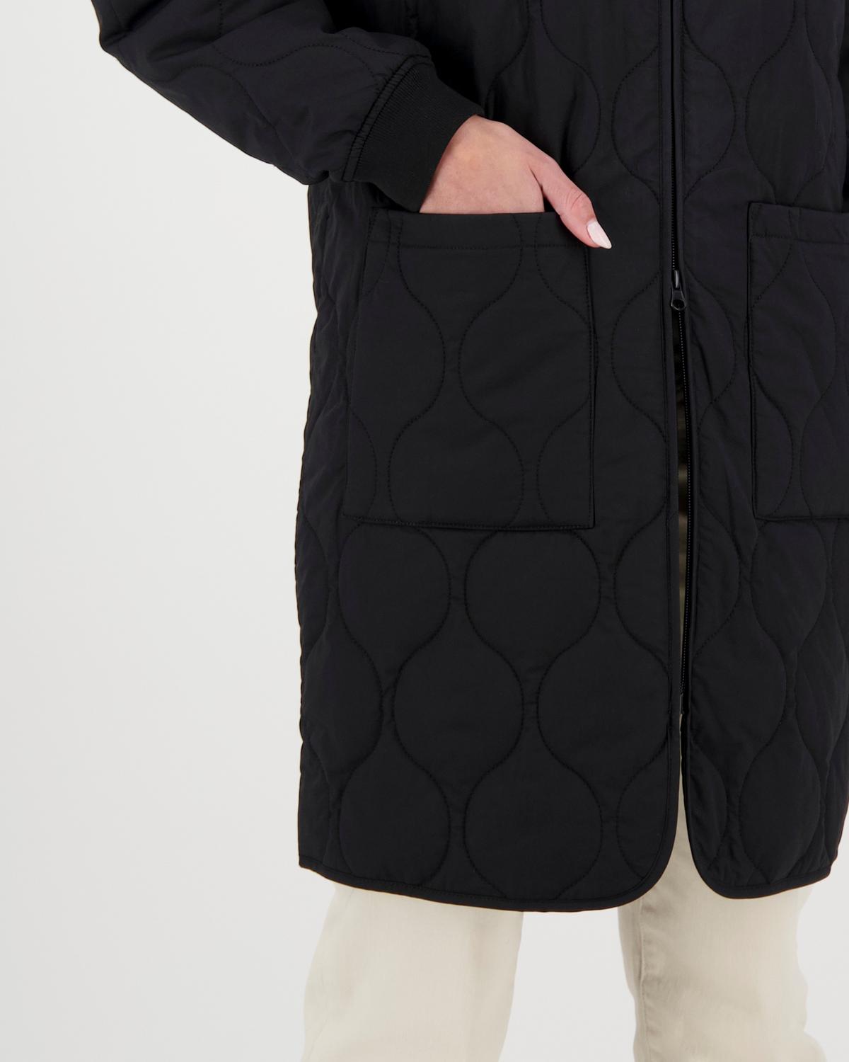 Poetry Kristina Long Line Quilted Coat -  black