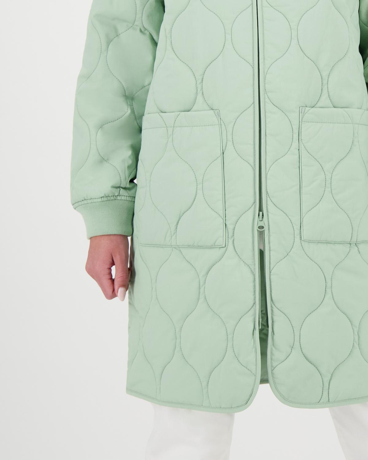 Poetry Kristina Long Line Quilted Coat -  sage