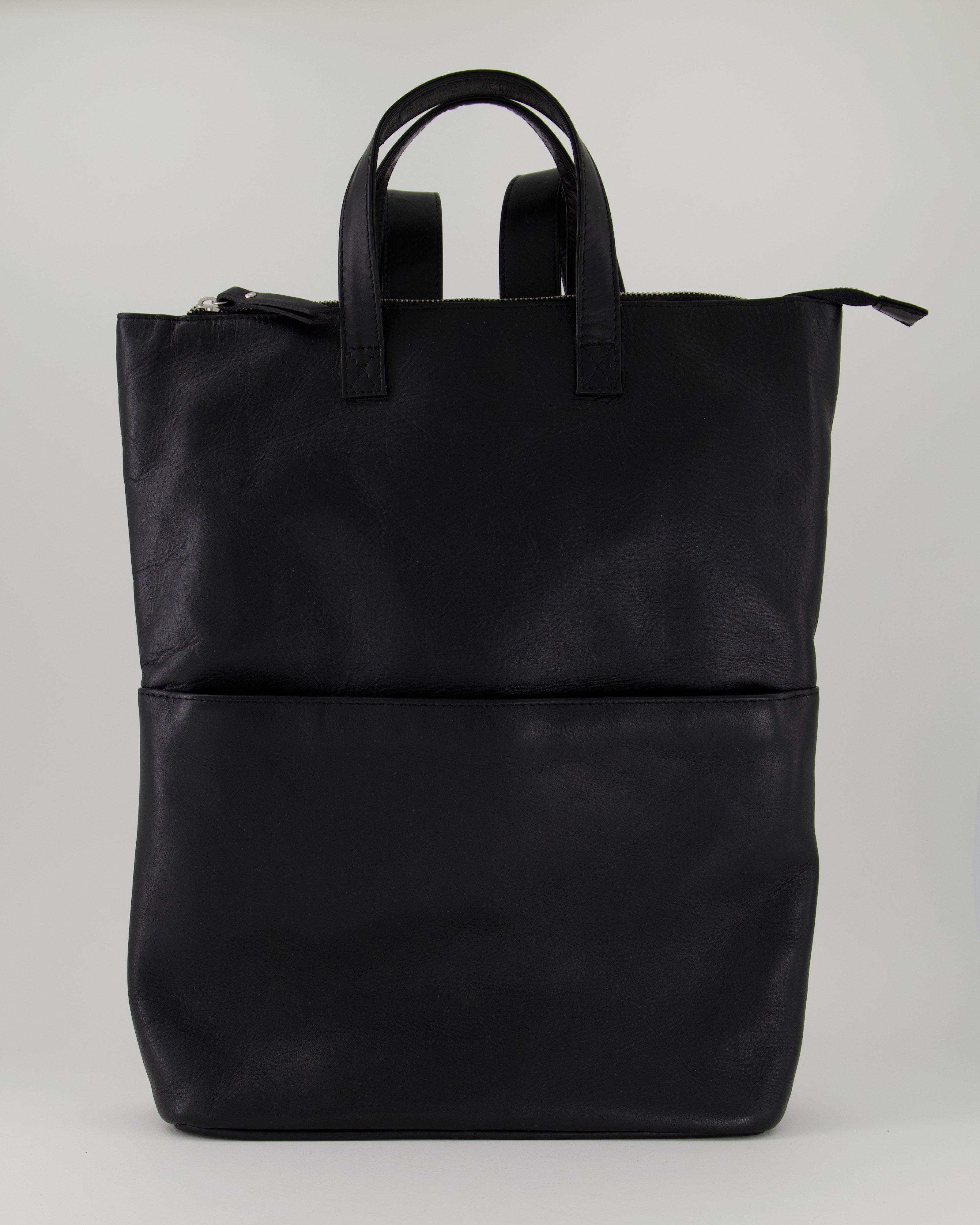 Elettra Backpack Laptop Leather Bag -  Black