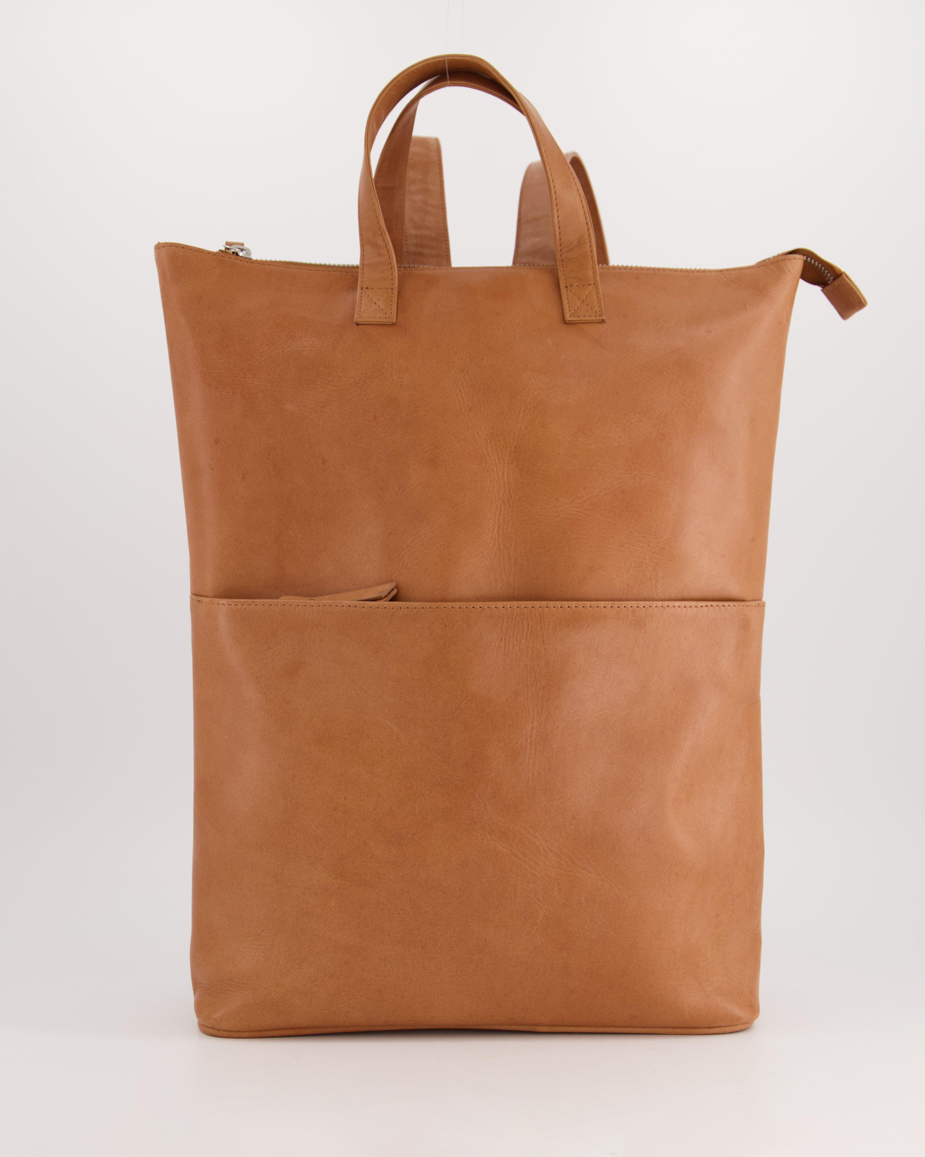 Elettra Backpack Laptop Leather Bag -  Tan