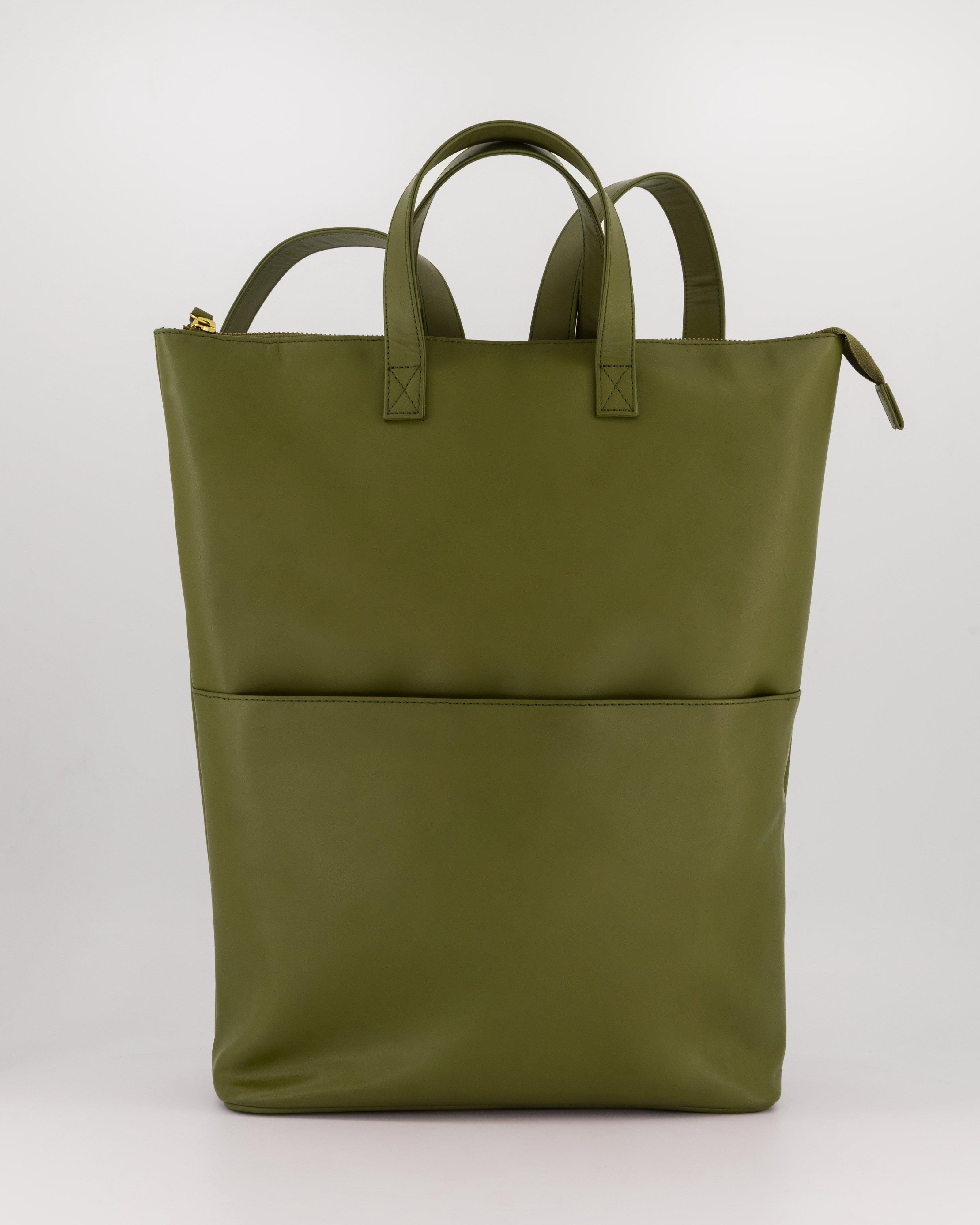 Elettra Backpack Laptop Leather Bag -  Green