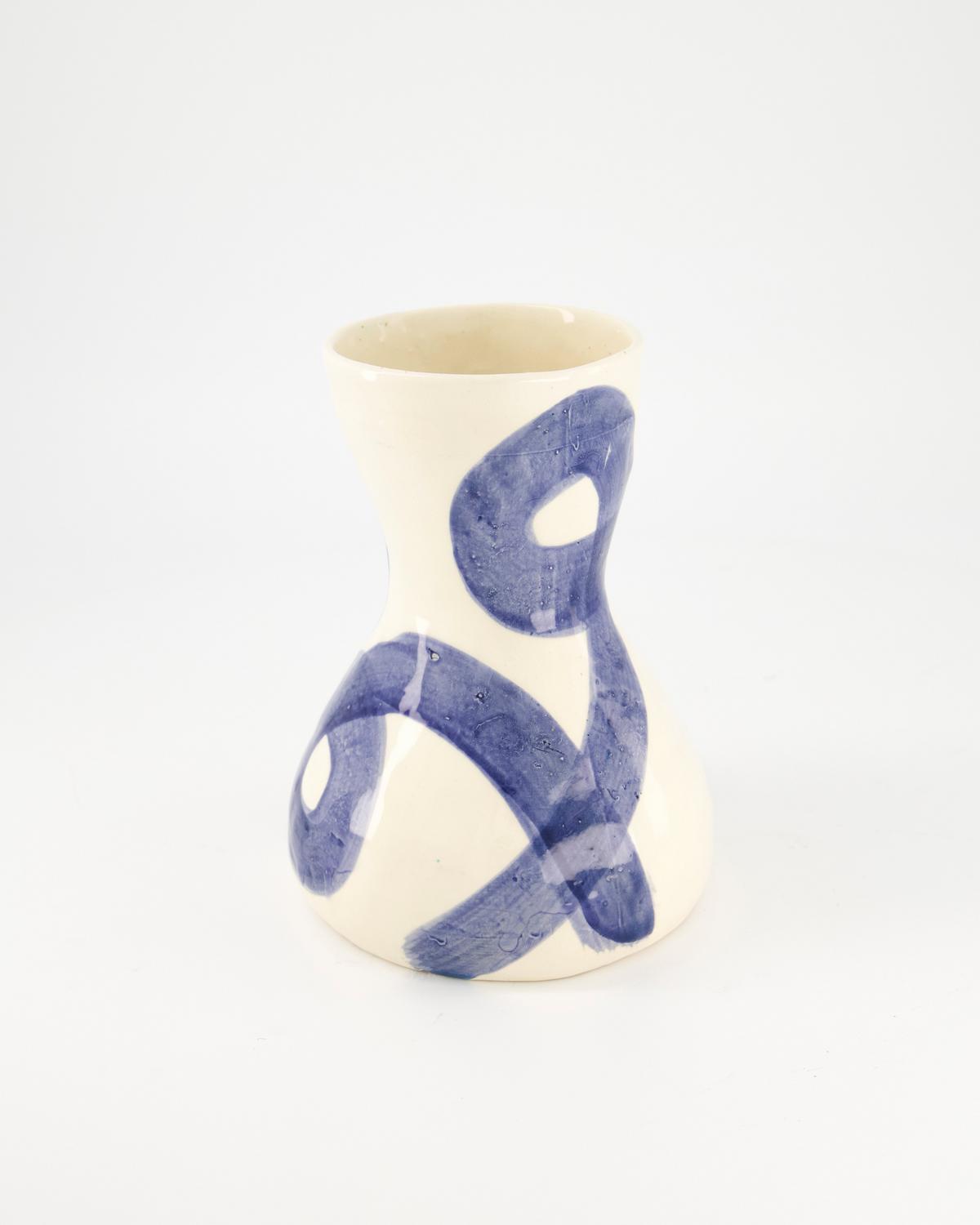 Blue Wide Brushstroke Vase -  Blue