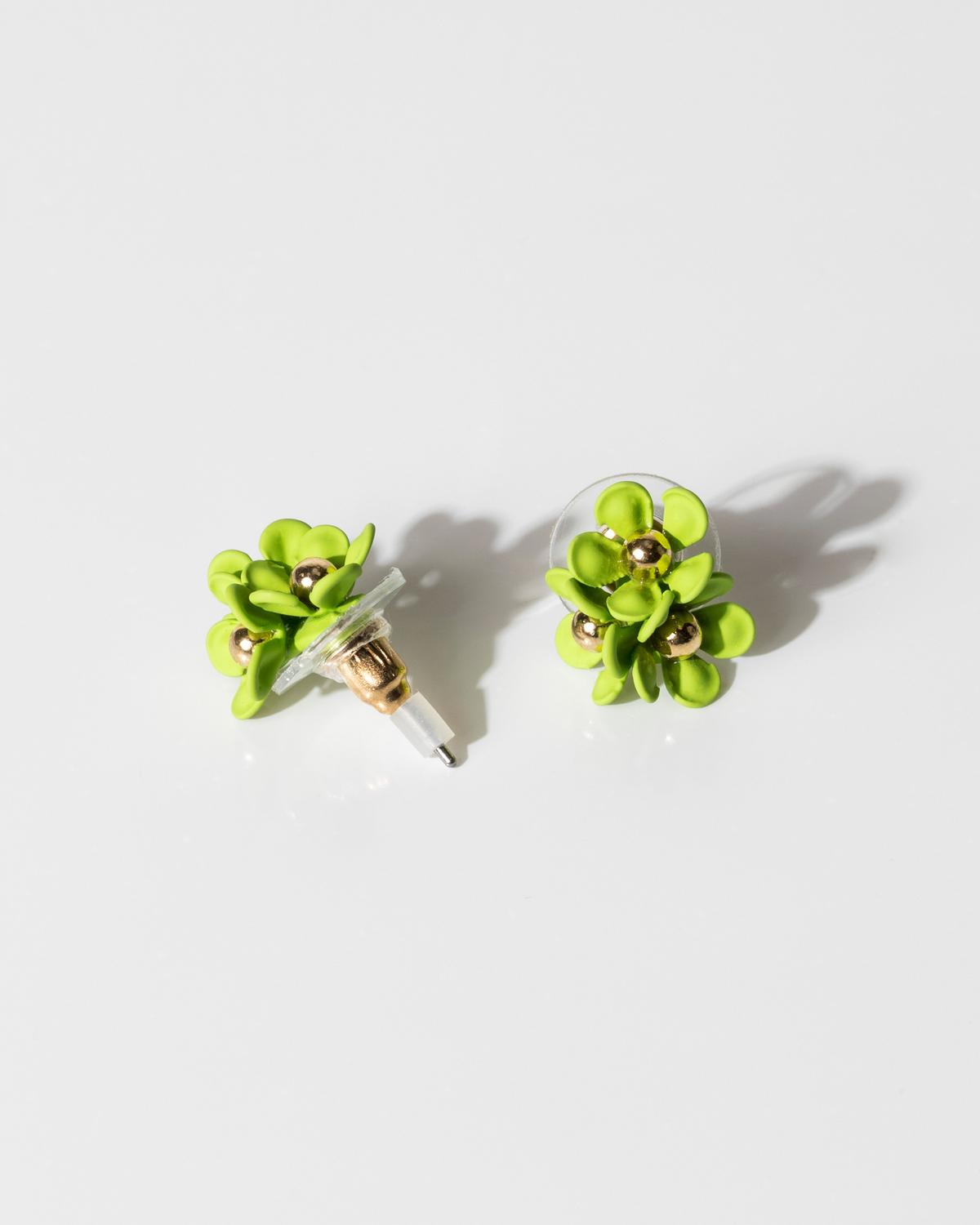 Trio Cluster Flower Stud Earrings -  Emerald