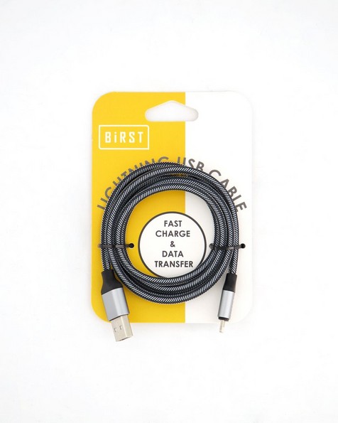 Birst Nylon Lightning Braided Charging + Sync Cable 1m 2amp -  grey