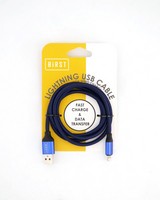 Birst Nylon Lightning Braided Charging + Sync Cable 1m 2amp -  blue