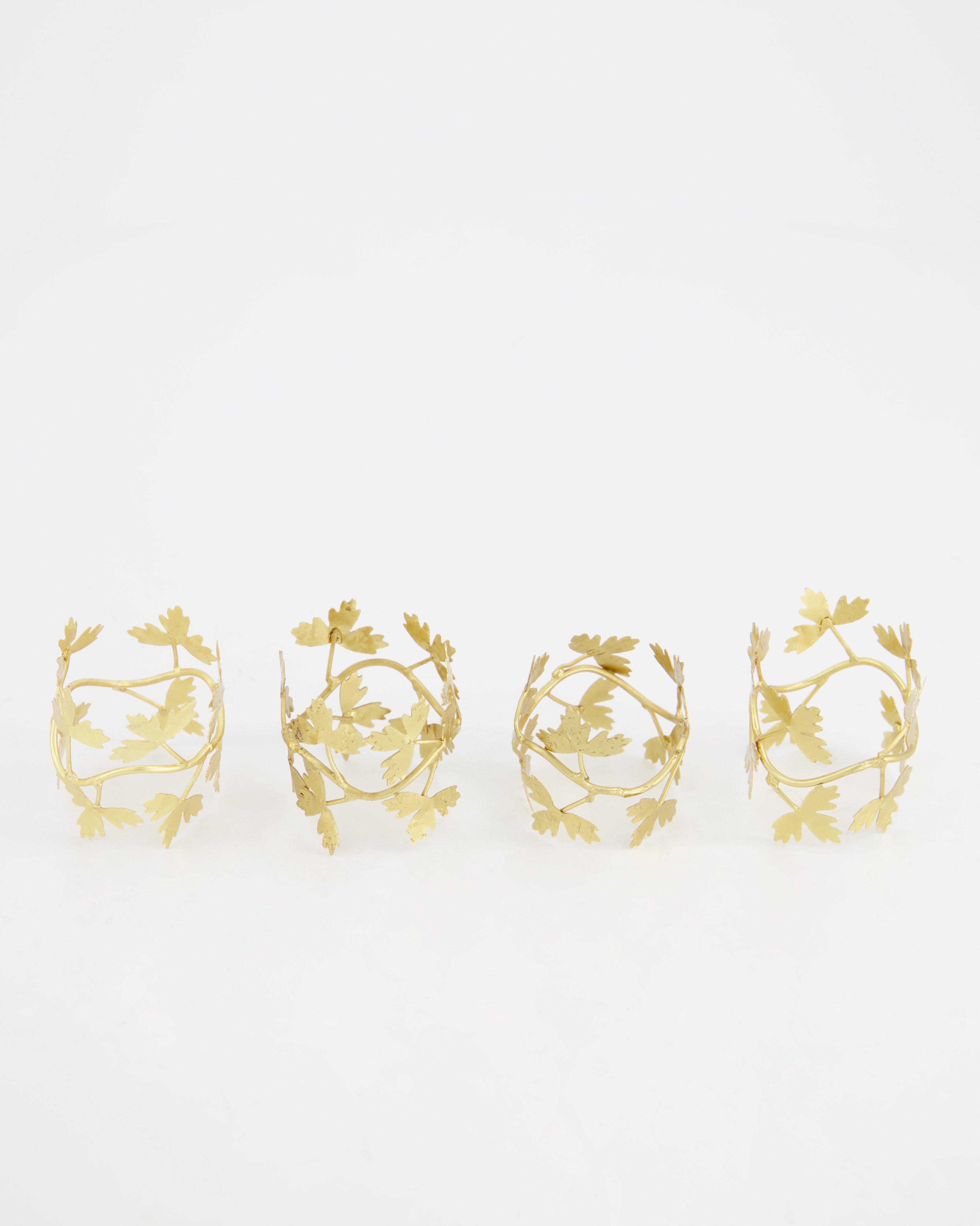 Parsley Napkin Ring Set -  Gold