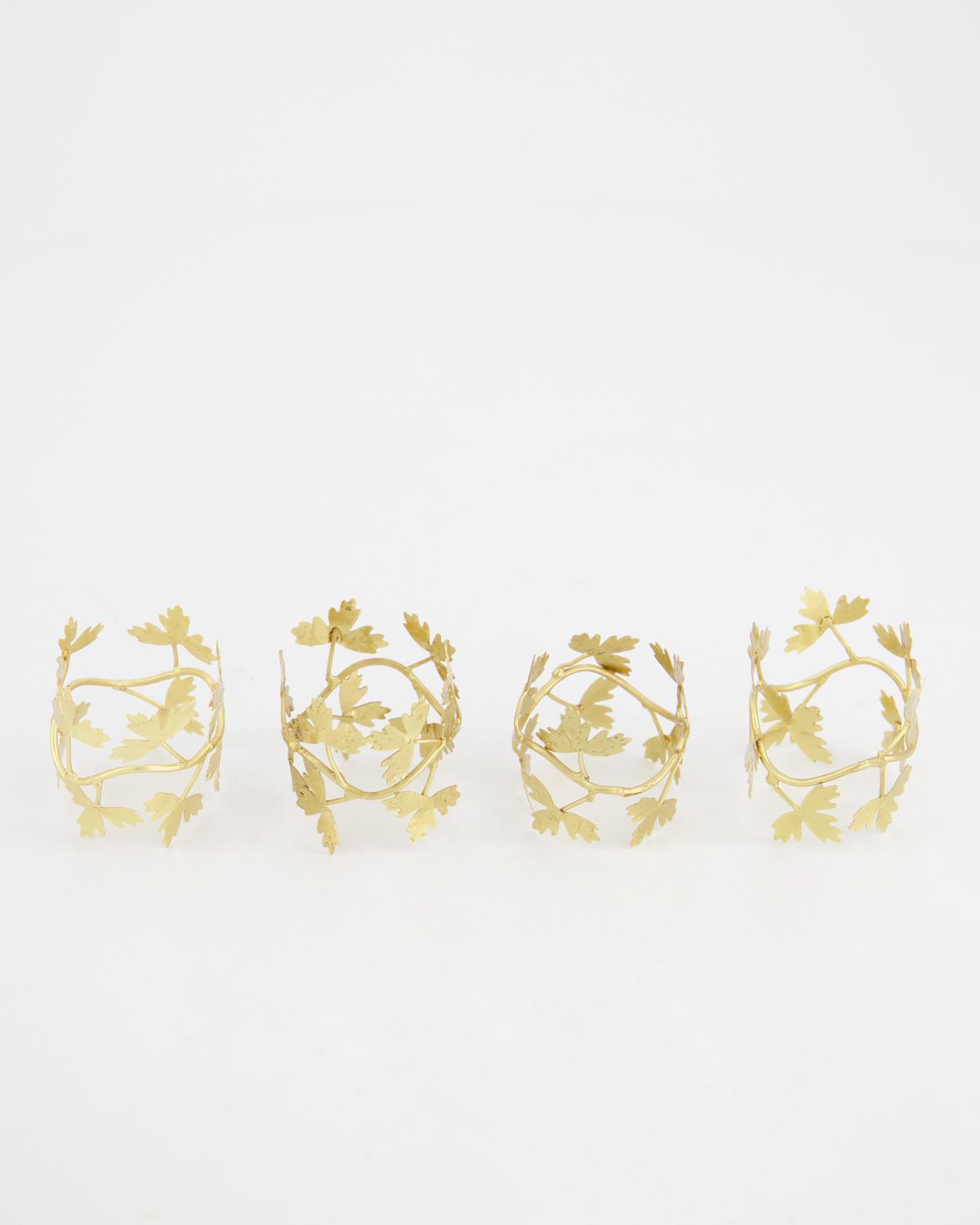 Parsley Napkin Ring Set -  Gold