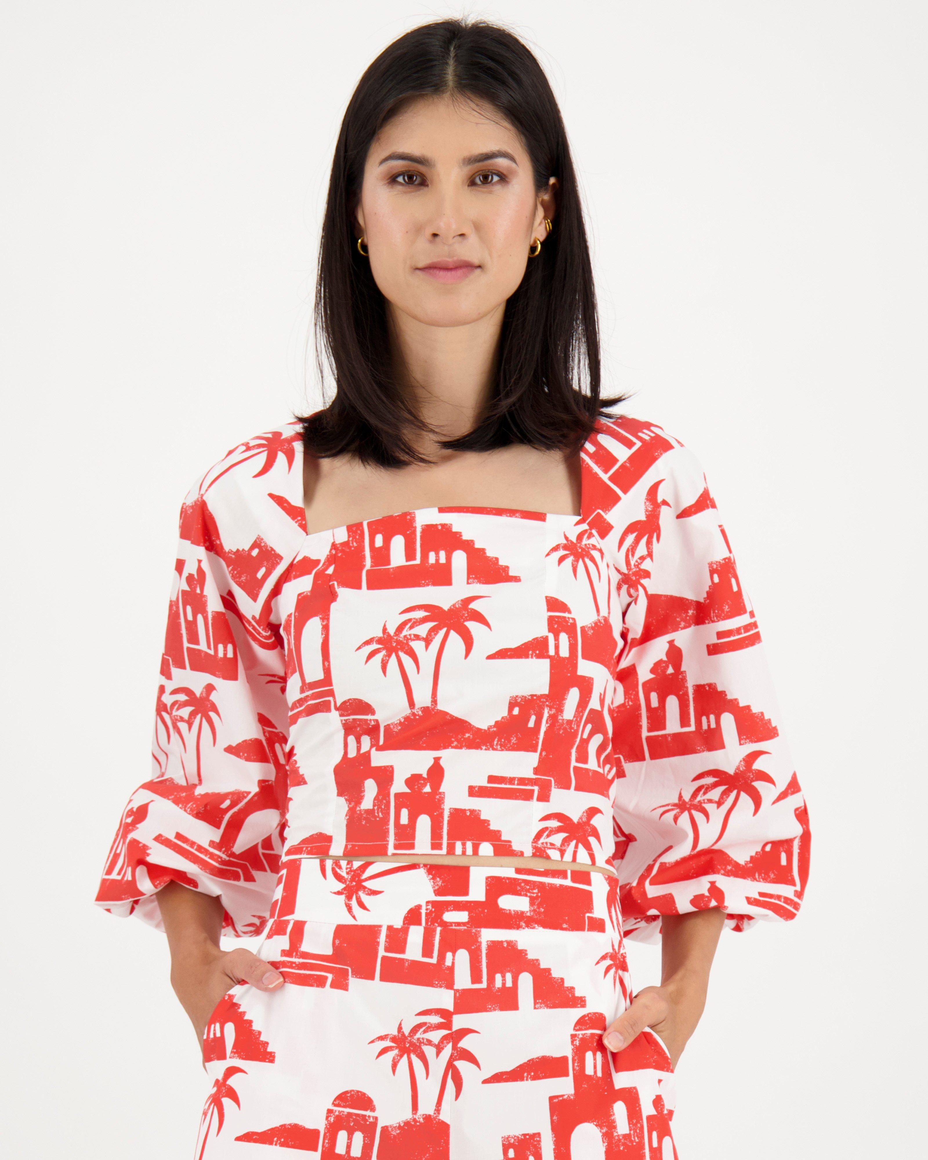 Poetry Erika Printed Top -  coral