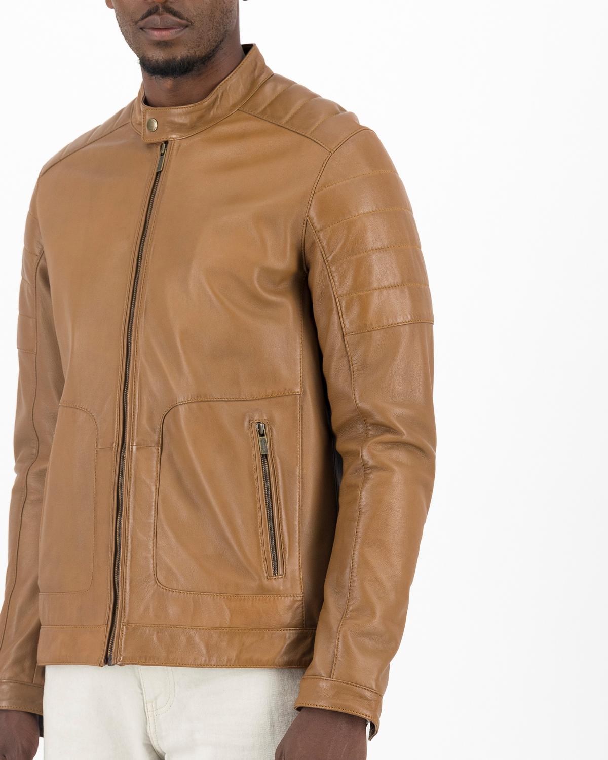 Men's Cam Leather Jacket -  Tan