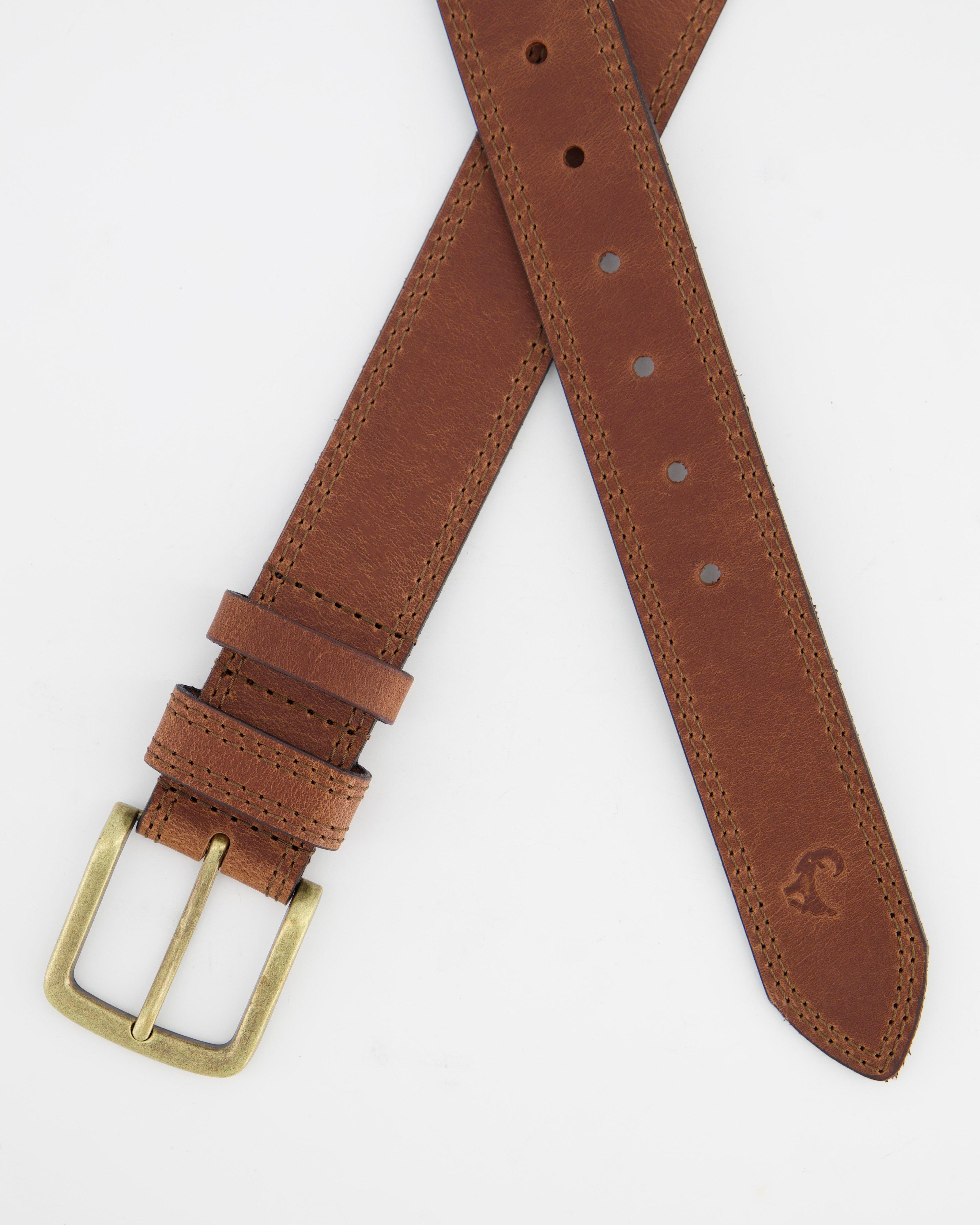 Men's Daniel Double Stitch Leather Belt | Old Khaki