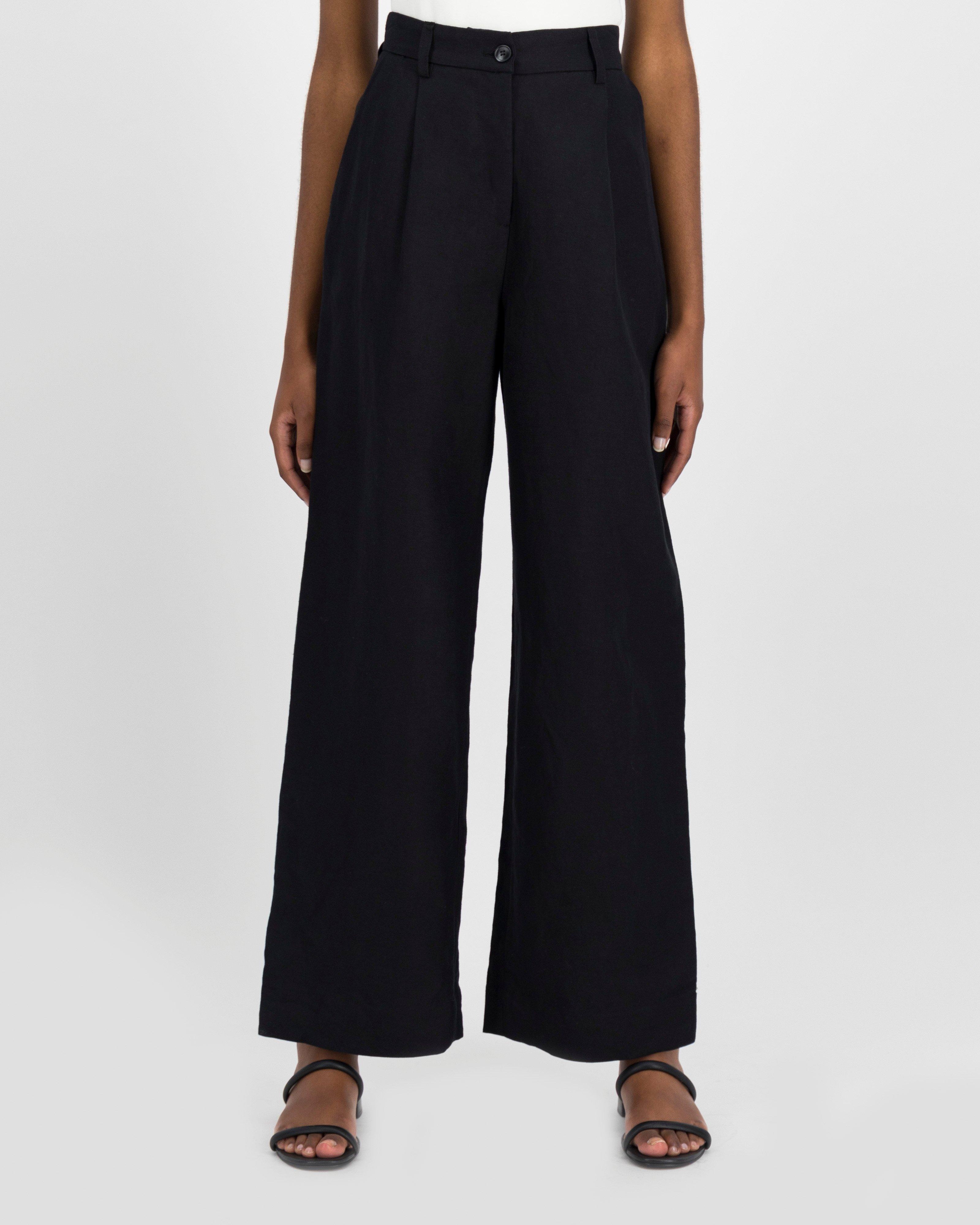 Addey Linen Pants -  Black