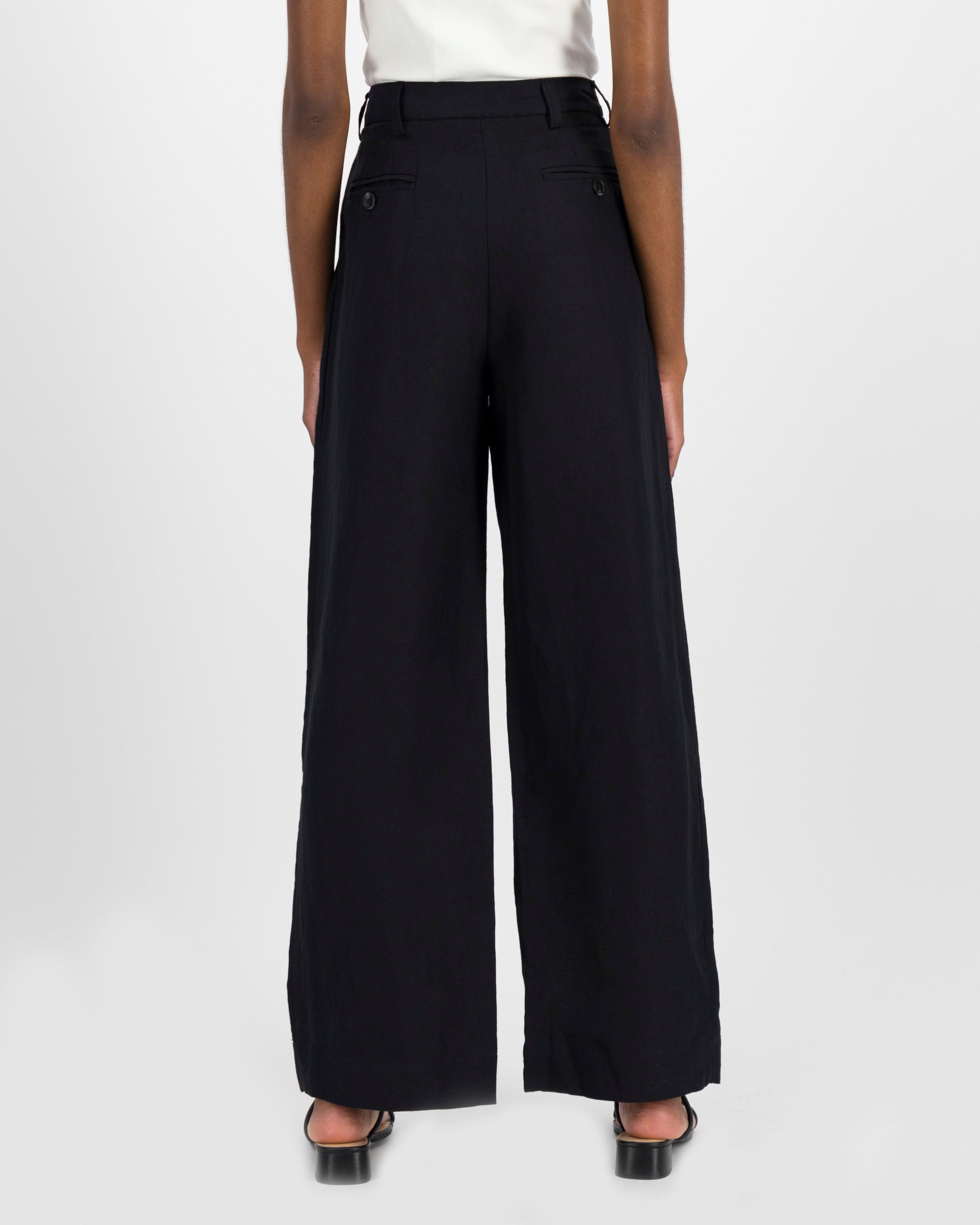 Addey Linen Pants -  Black