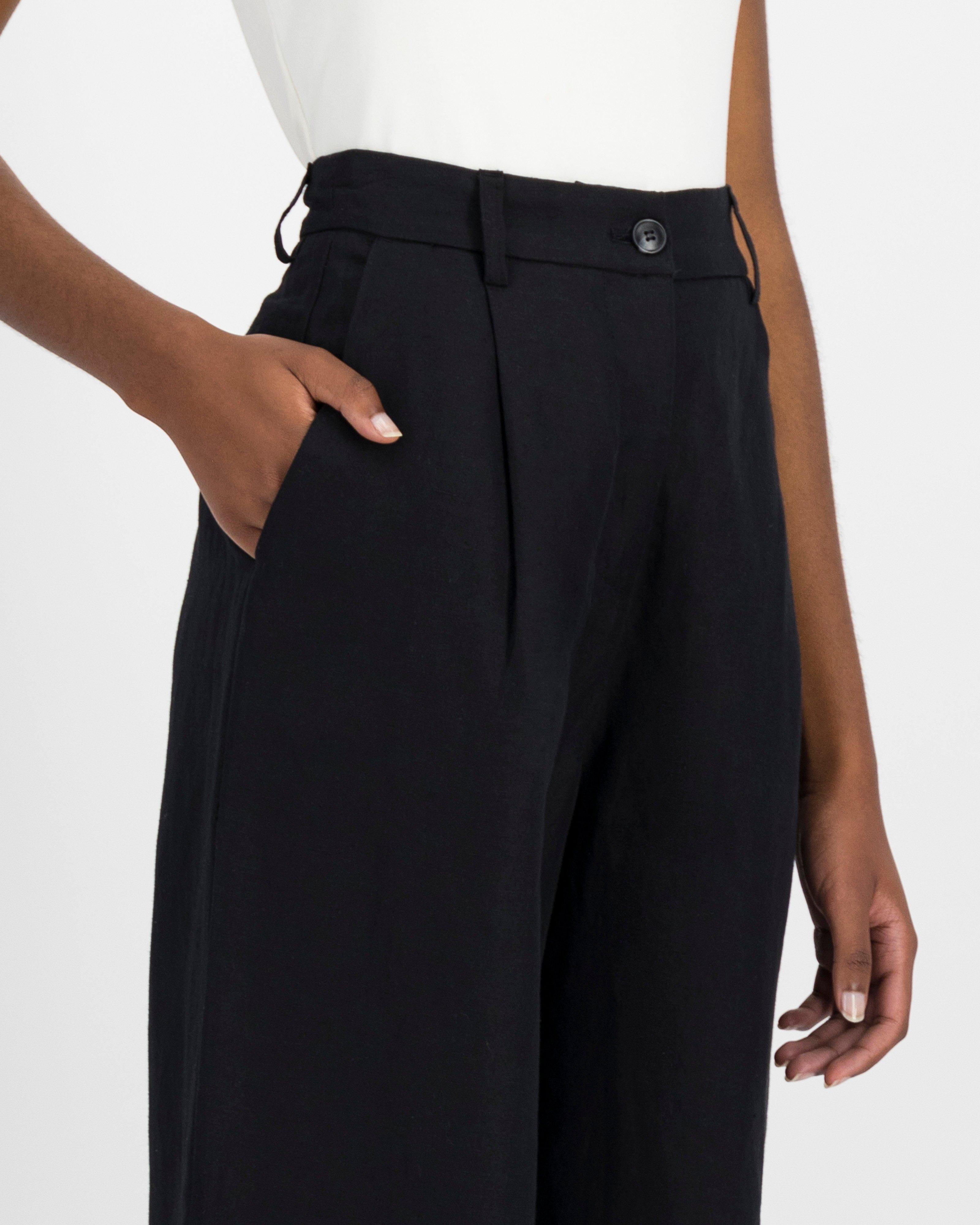 Addey Linen Pants -  Black