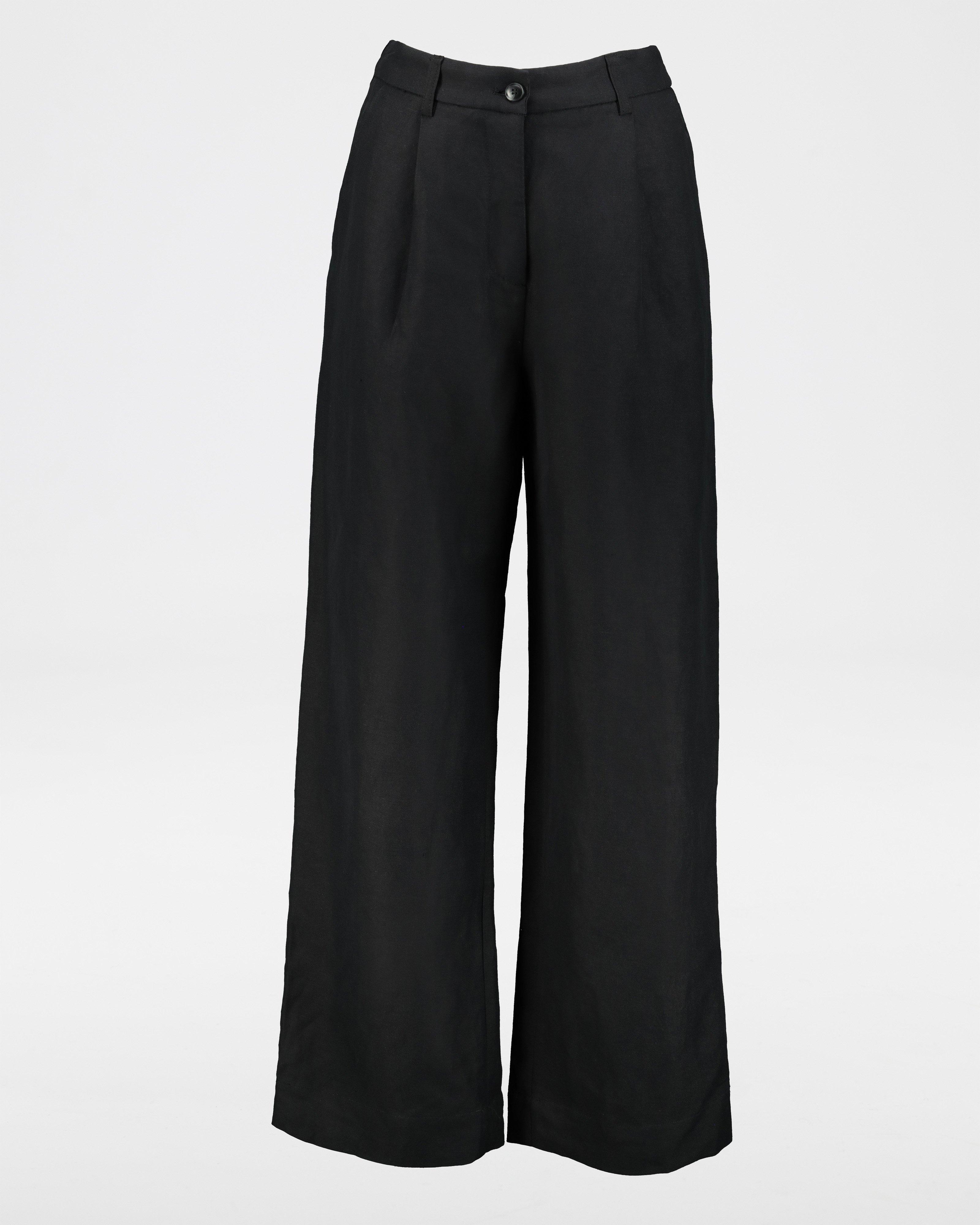 Addey Linen Pants -  Black