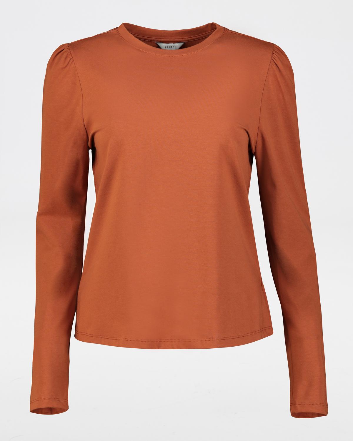 Thelma Puff Sleeve Top -  Brown