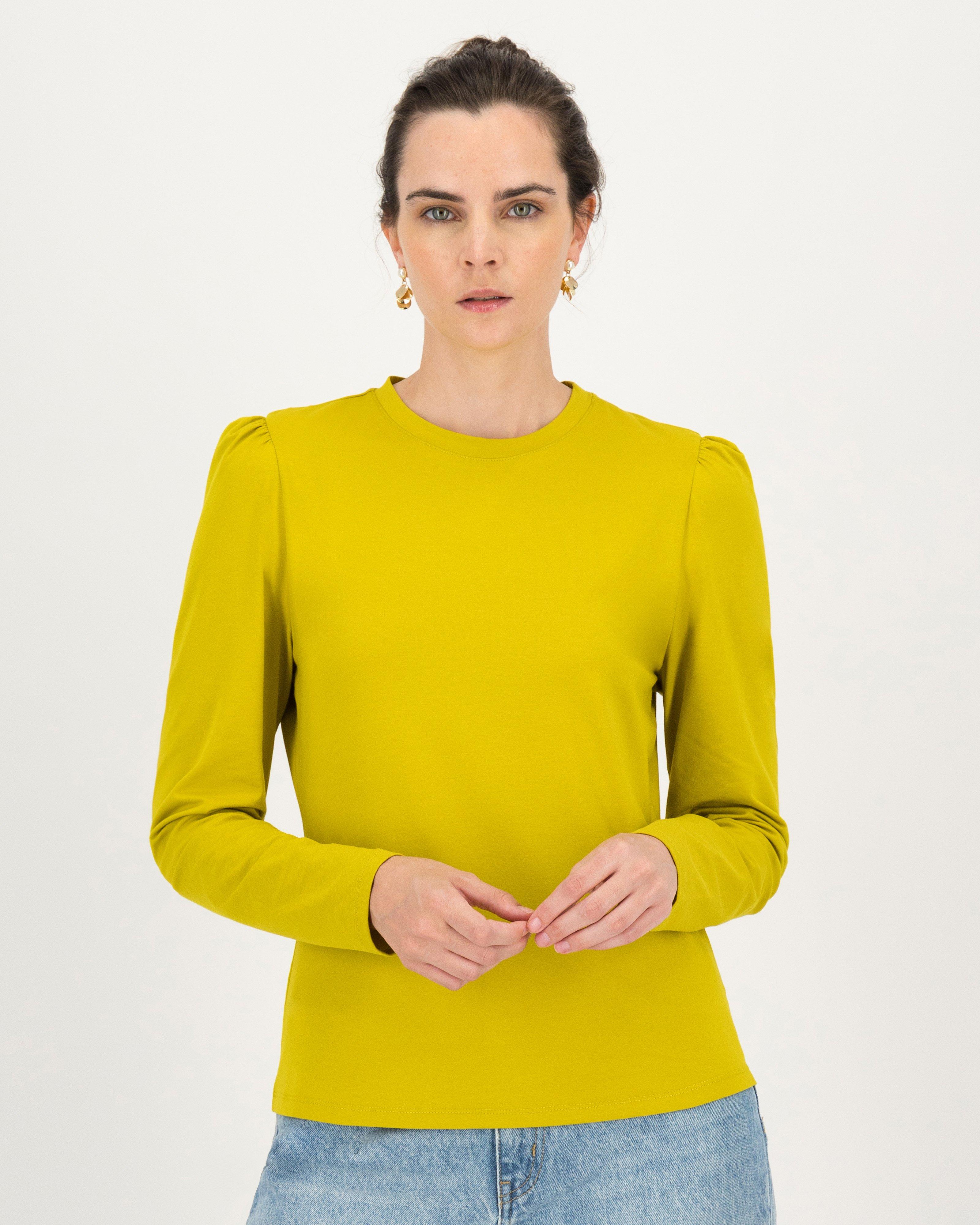 Thelma Puff Sleeve Top -  Chartreuse