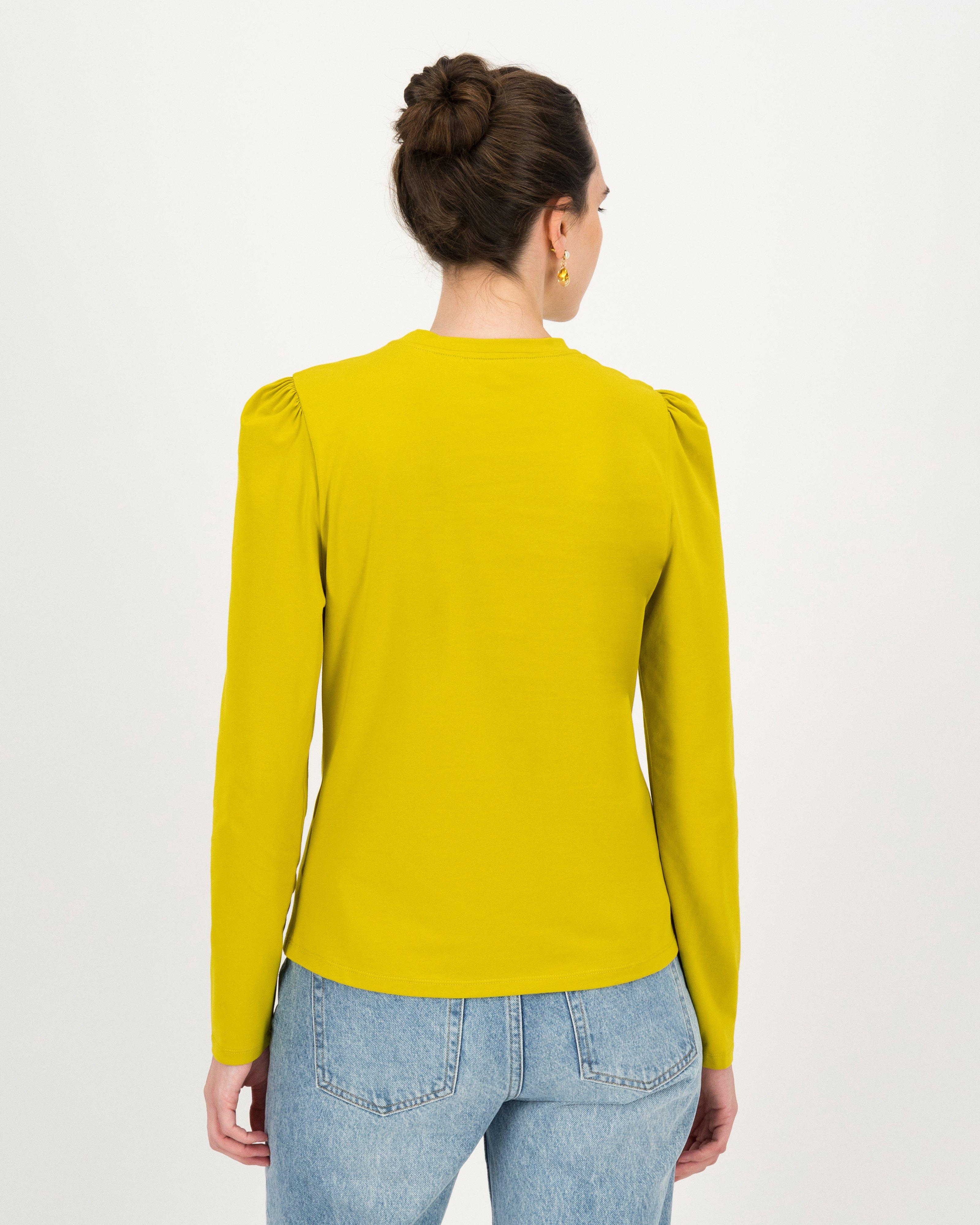 Thelma Puff Sleeve Top -  Chartreuse