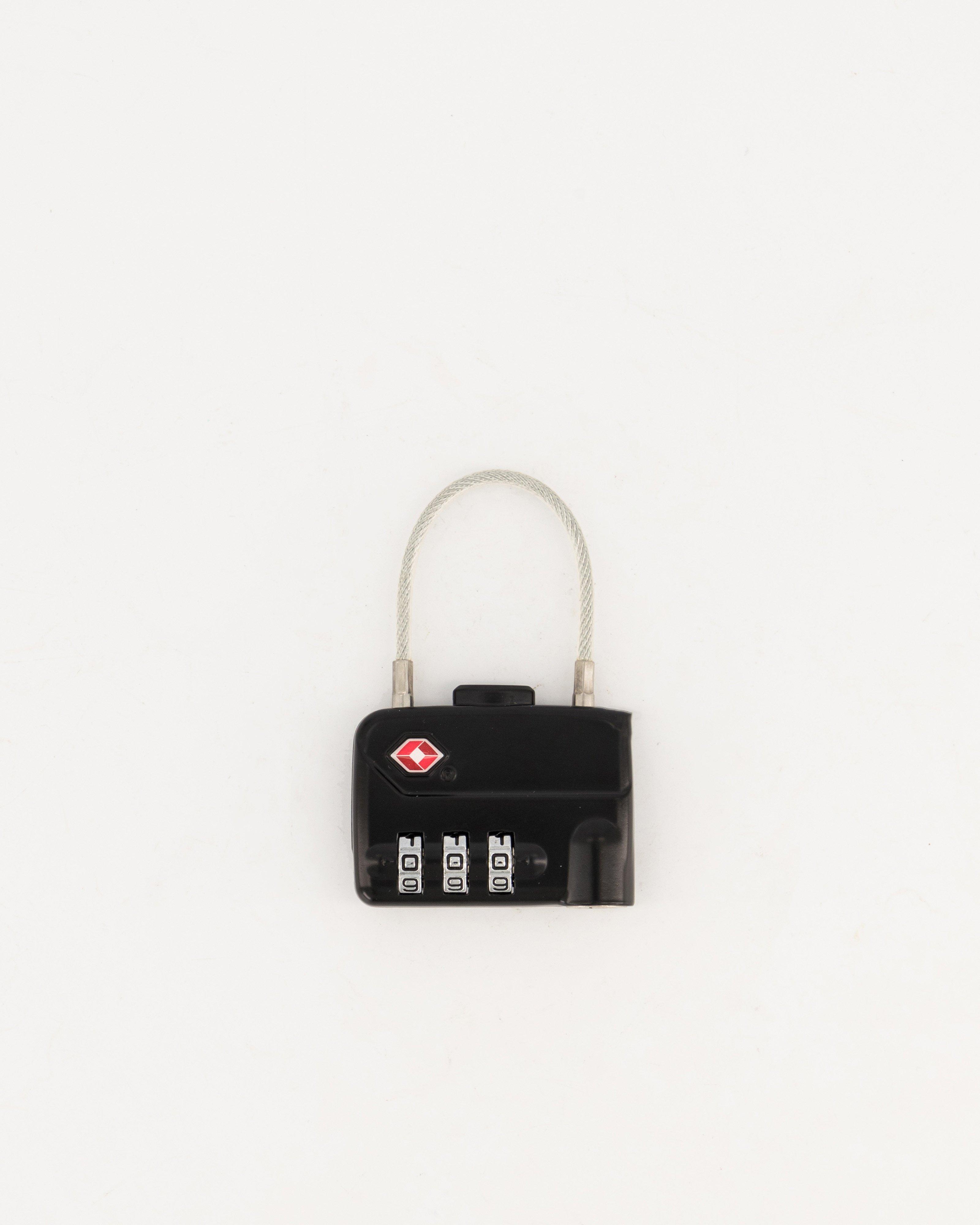 Cape Union 3-Dial Combination Cable TSA Lock -  Black