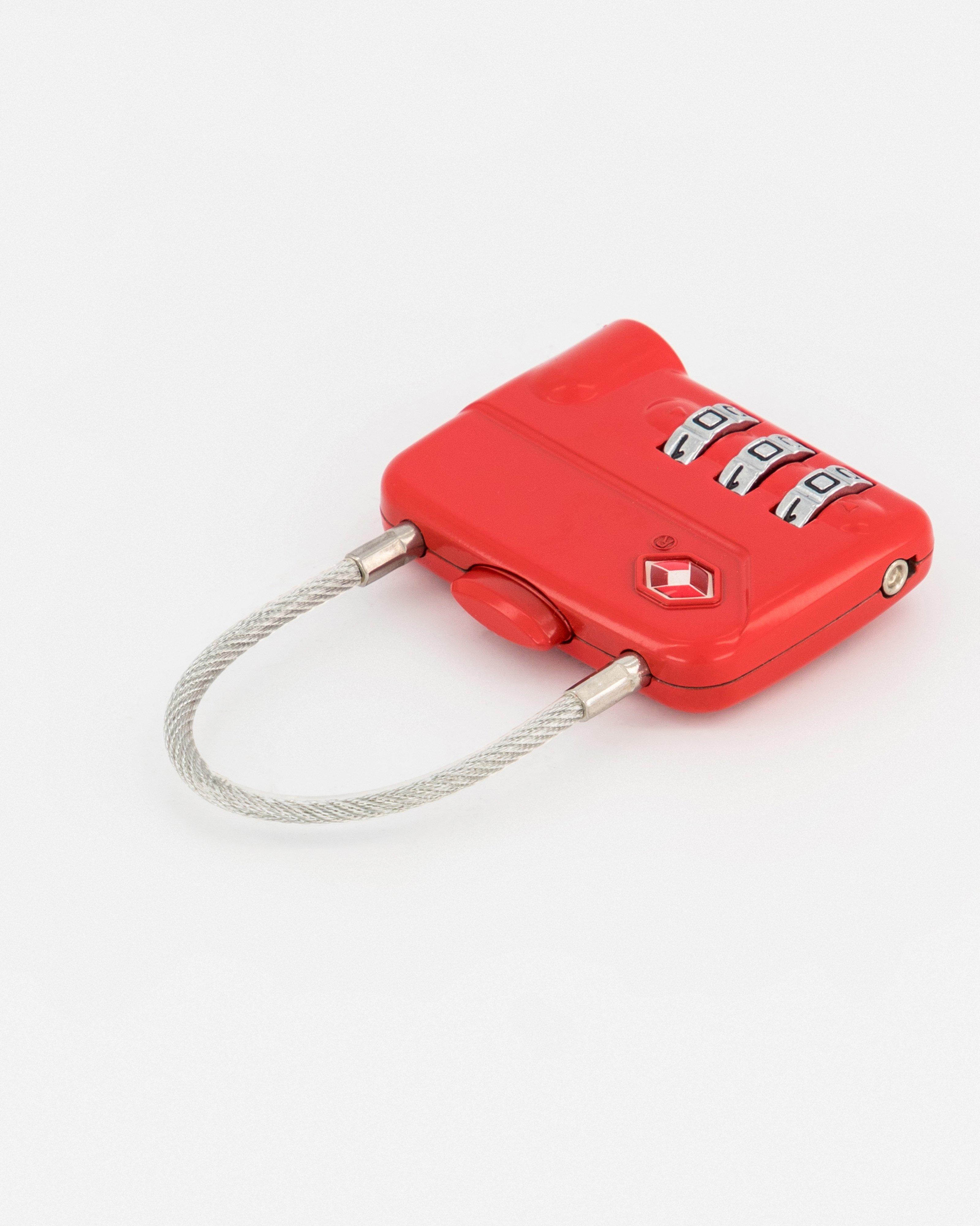 Cape Union 3-Dial Combination Cable TSA Lock -  Red