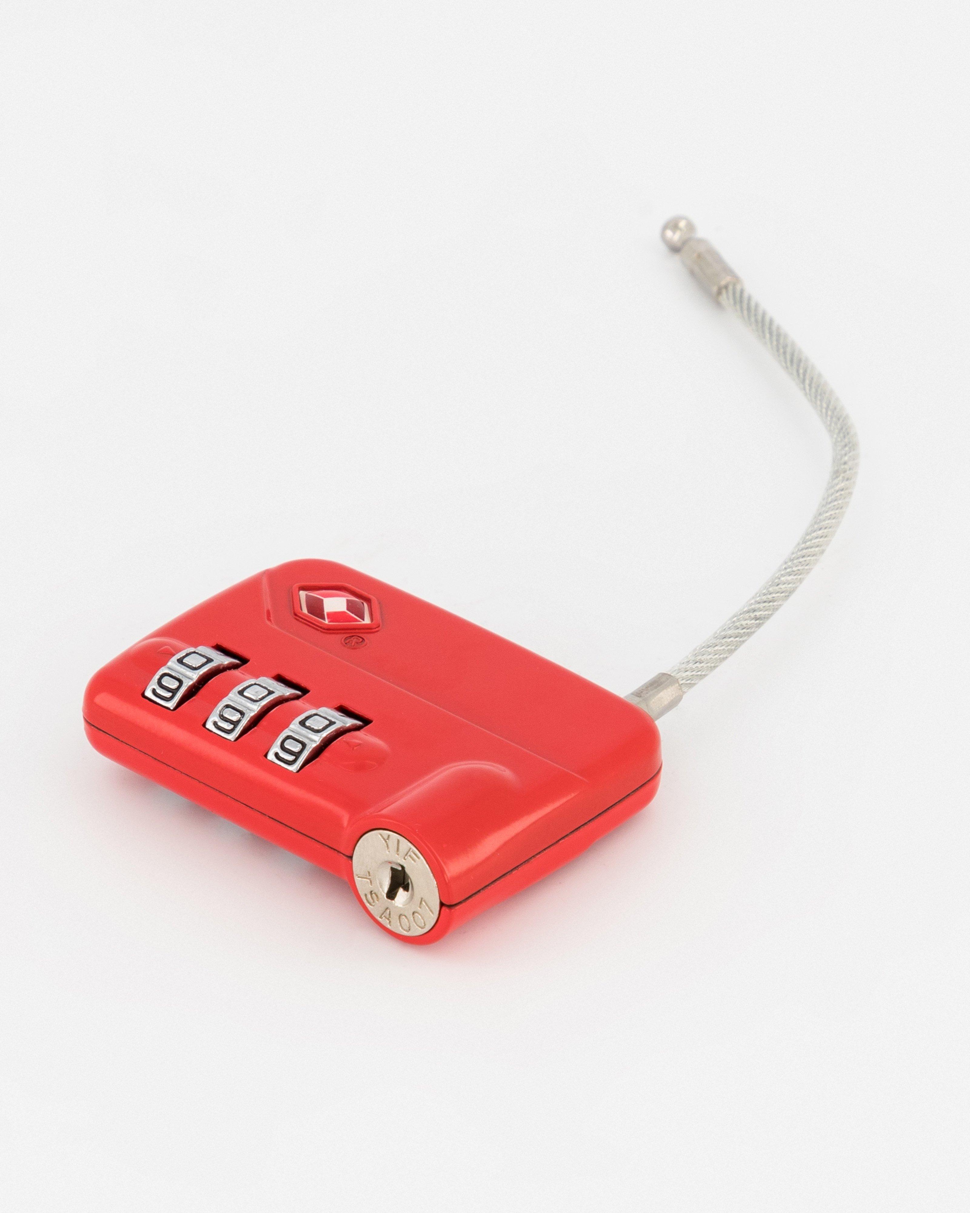 Cape Union 3-Dial Combination Cable TSA Lock -  Red