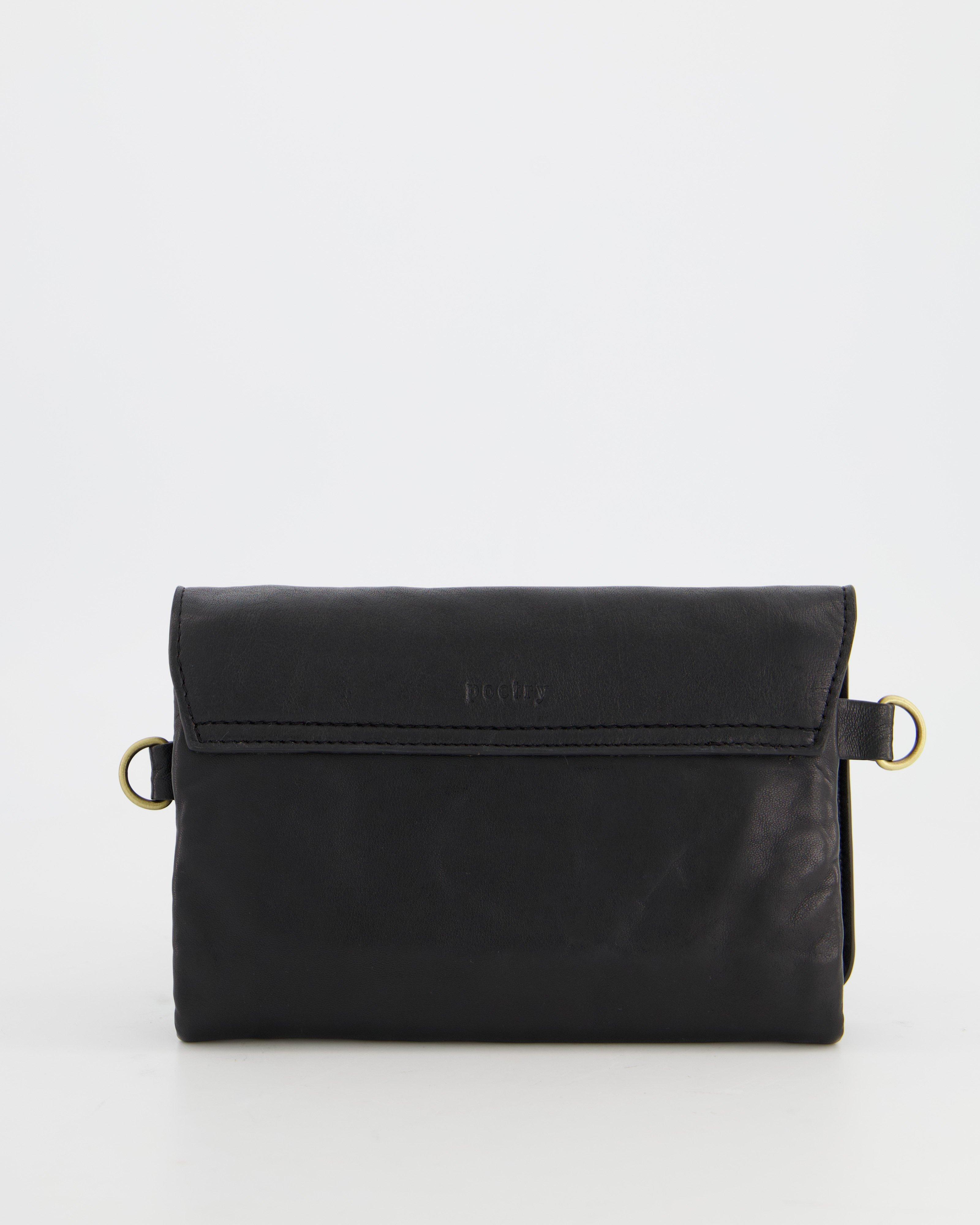 Brenna Multi-Functional Leather Crossbody Bag -  Black