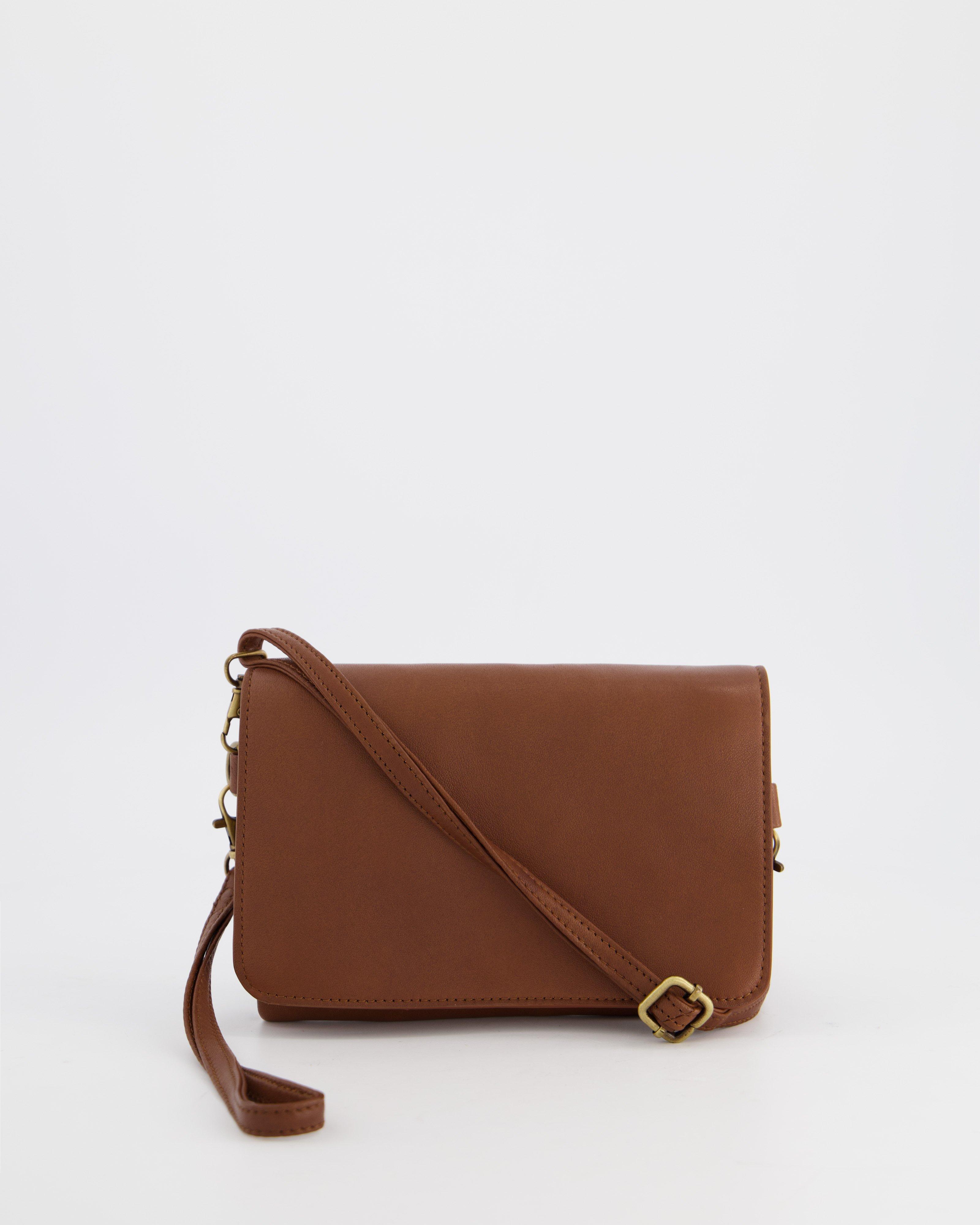 Brenna Multi-Functional Leather Crossbody Bag -  Tan