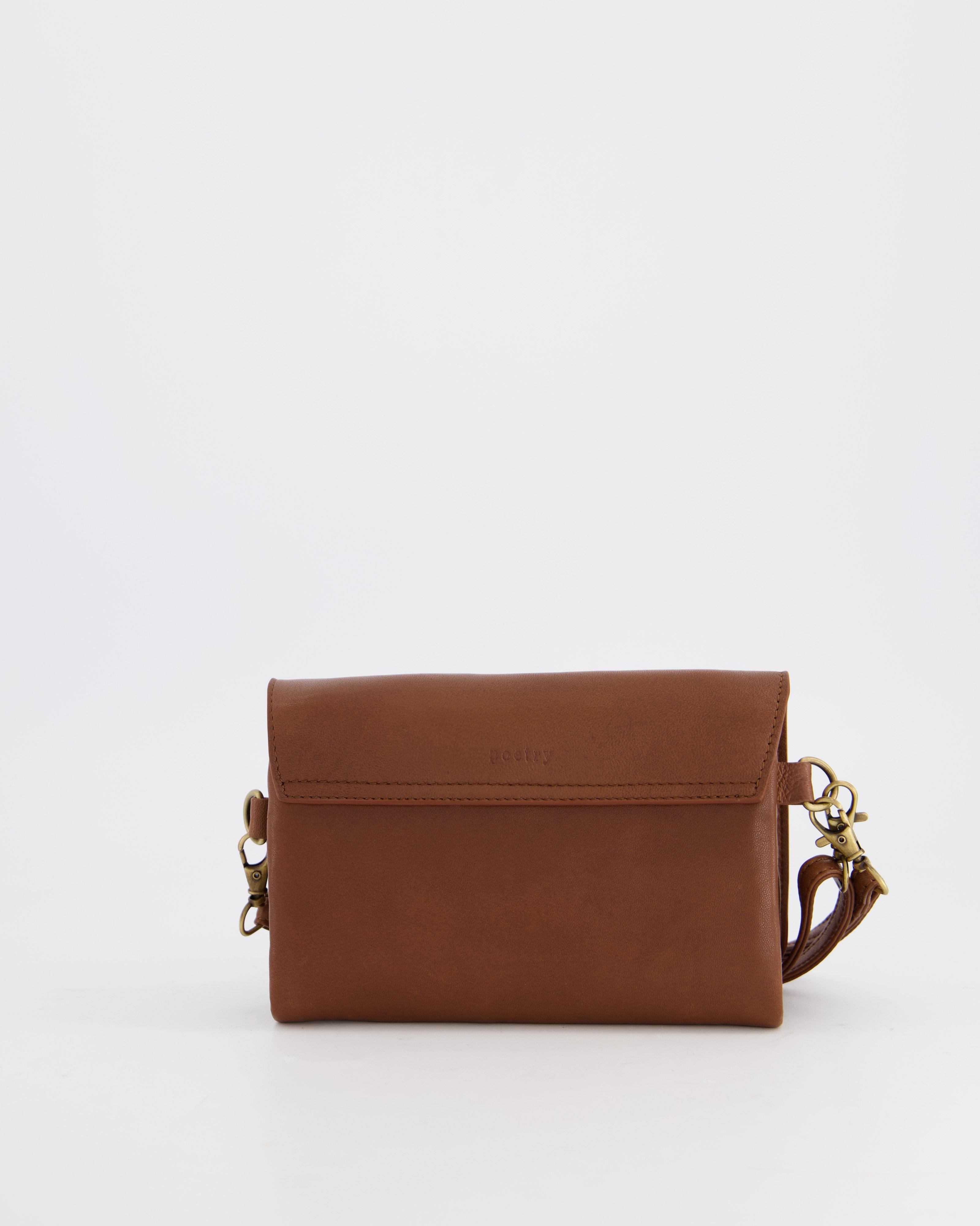 Brenna Multi-Functional Leather Crossbody Bag -  Tan