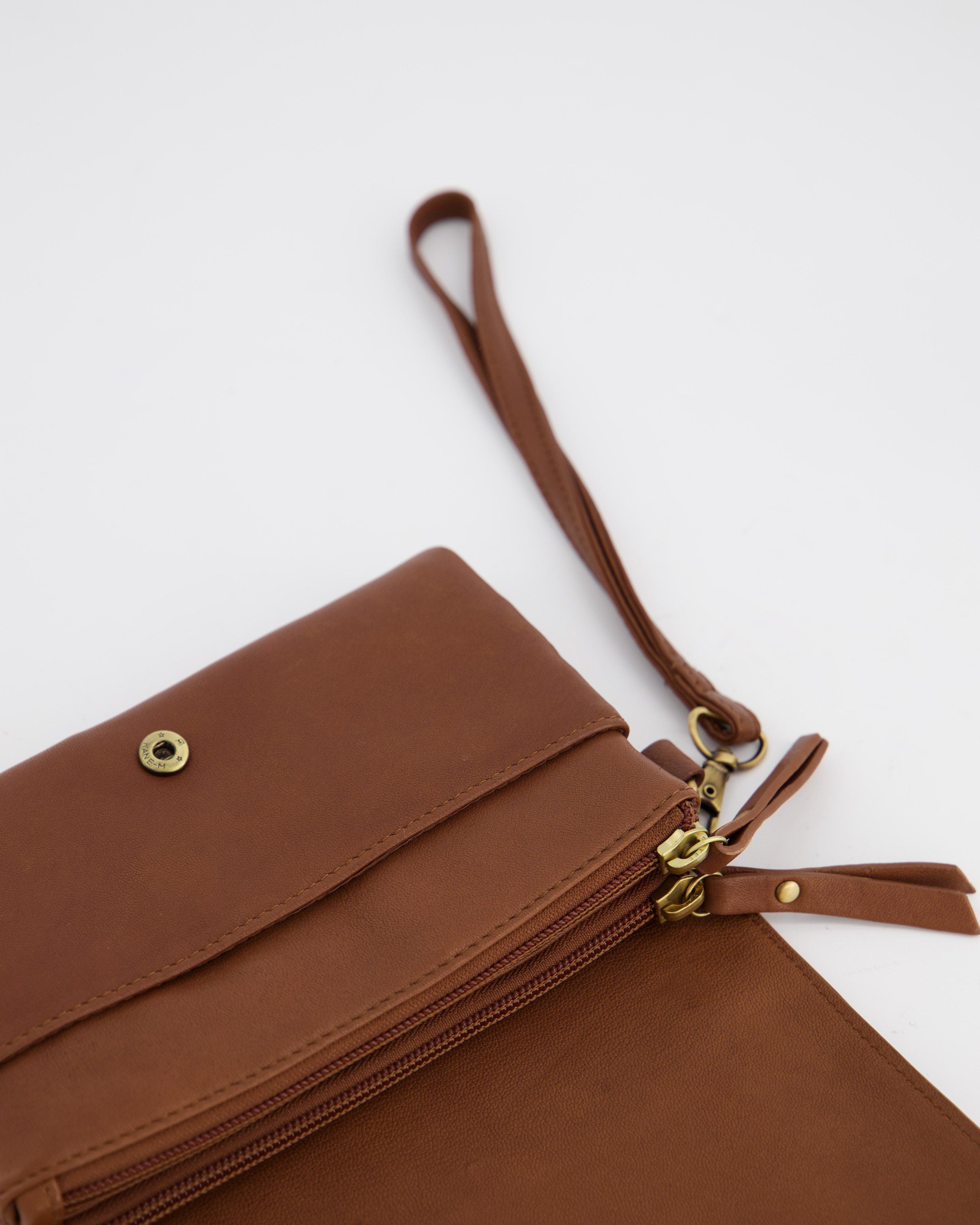 Brenna Multi-Functional Leather Crossbody Bag -  Tan