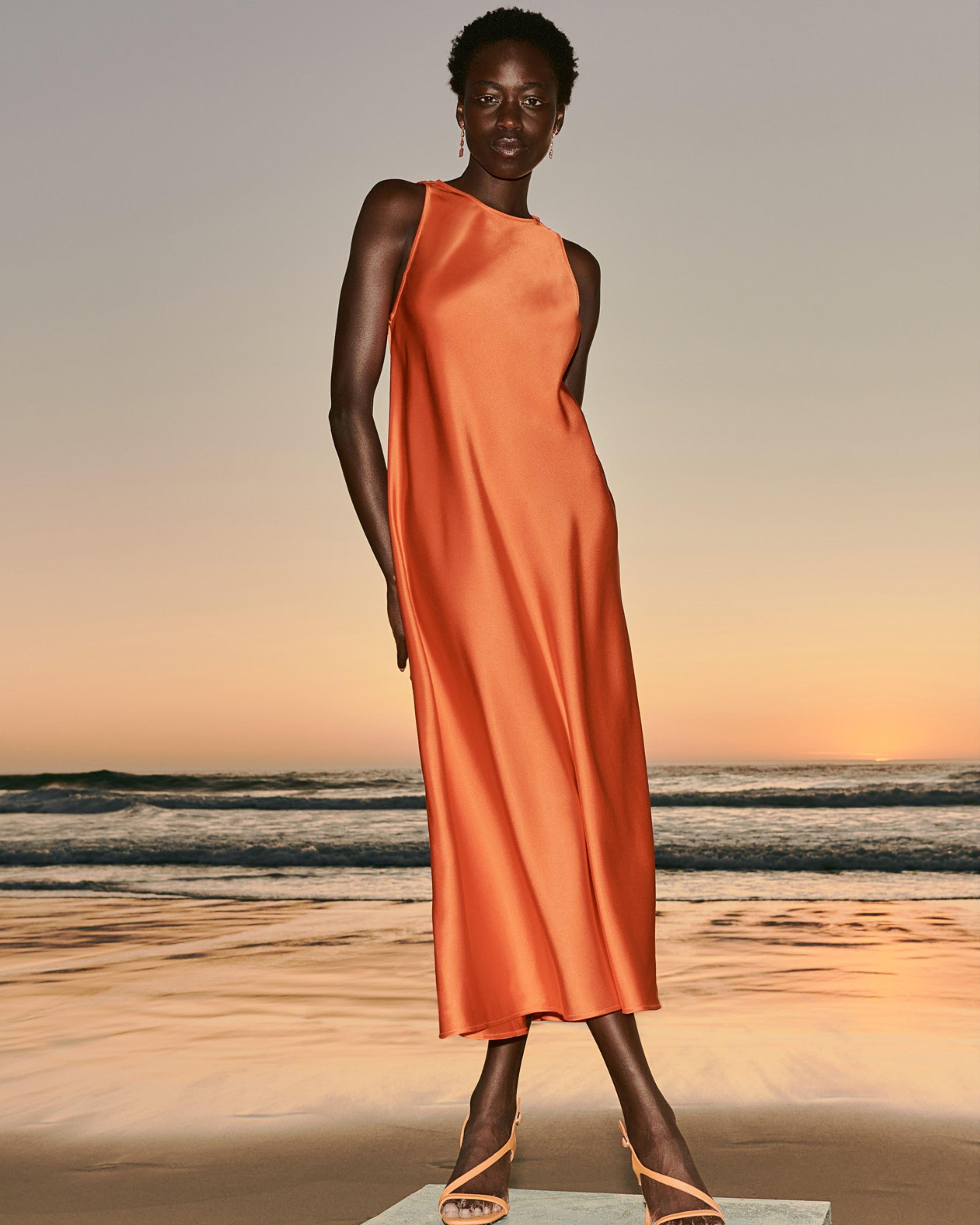 Orange slip outlet dress