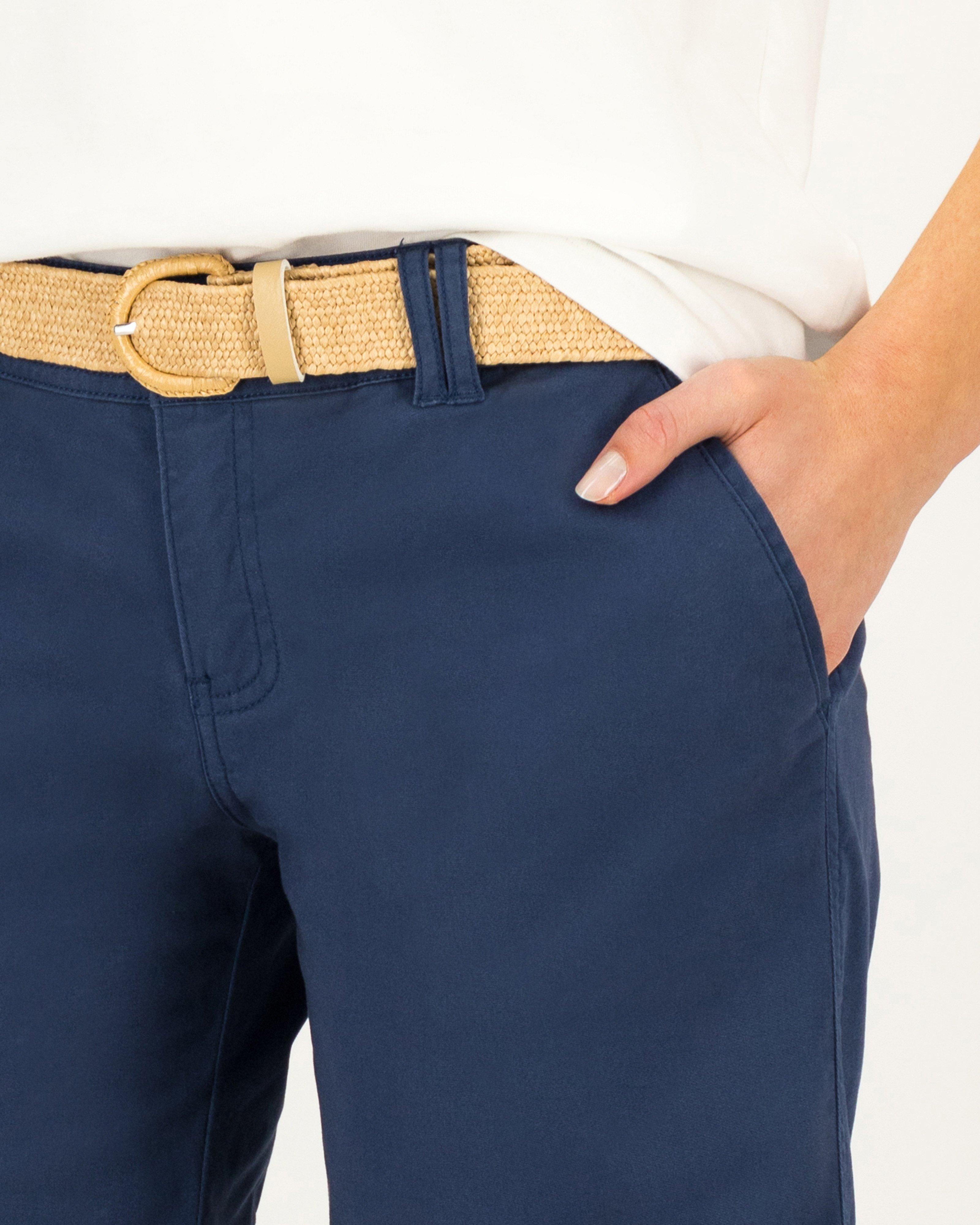 Navy blue chino shorts on sale womens