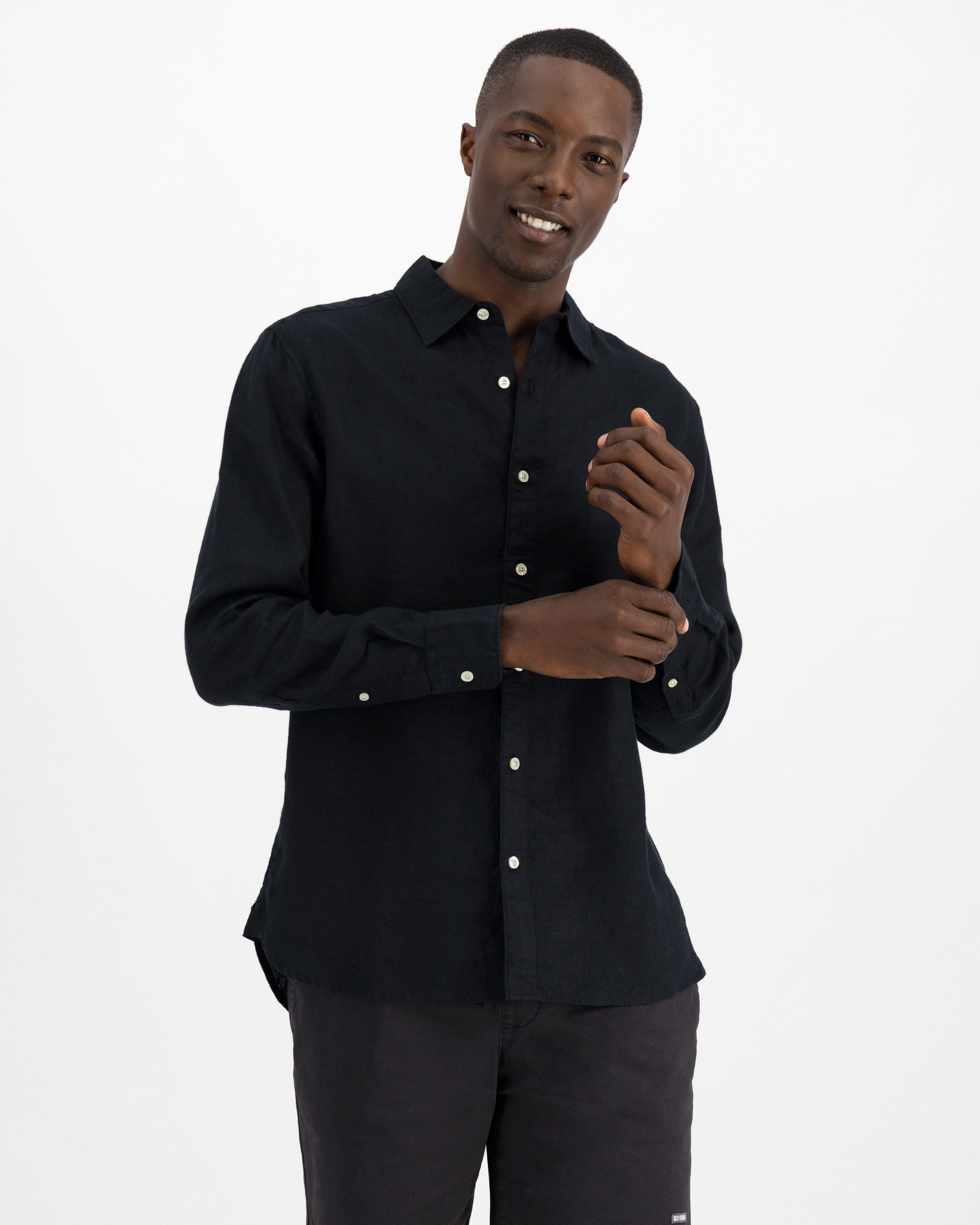 Old Khaki Men's Preston Regular Fit Linen Shirt -  Black