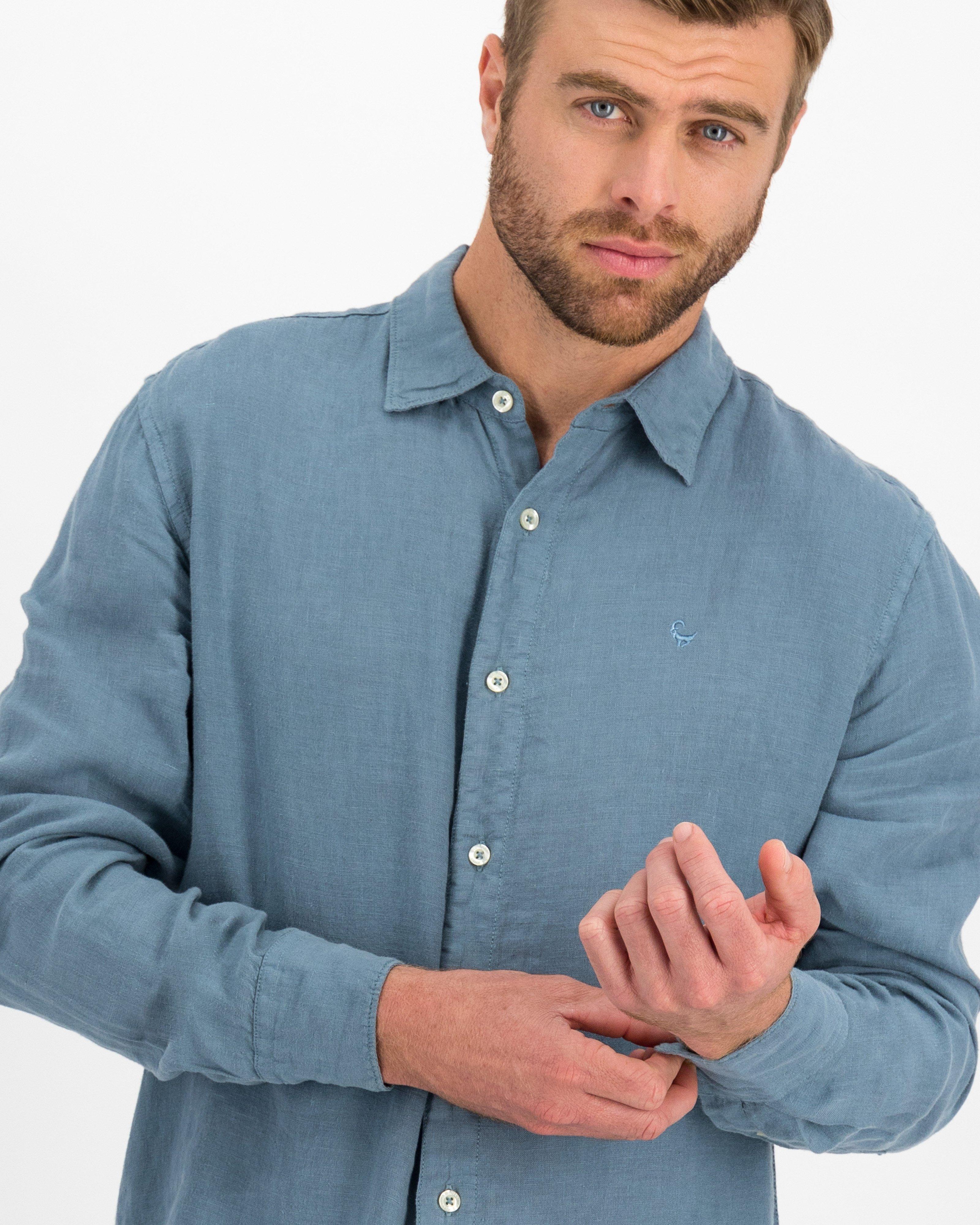 Old Khaki Men's Preston Regular Fit Linen Shirt -  Blue