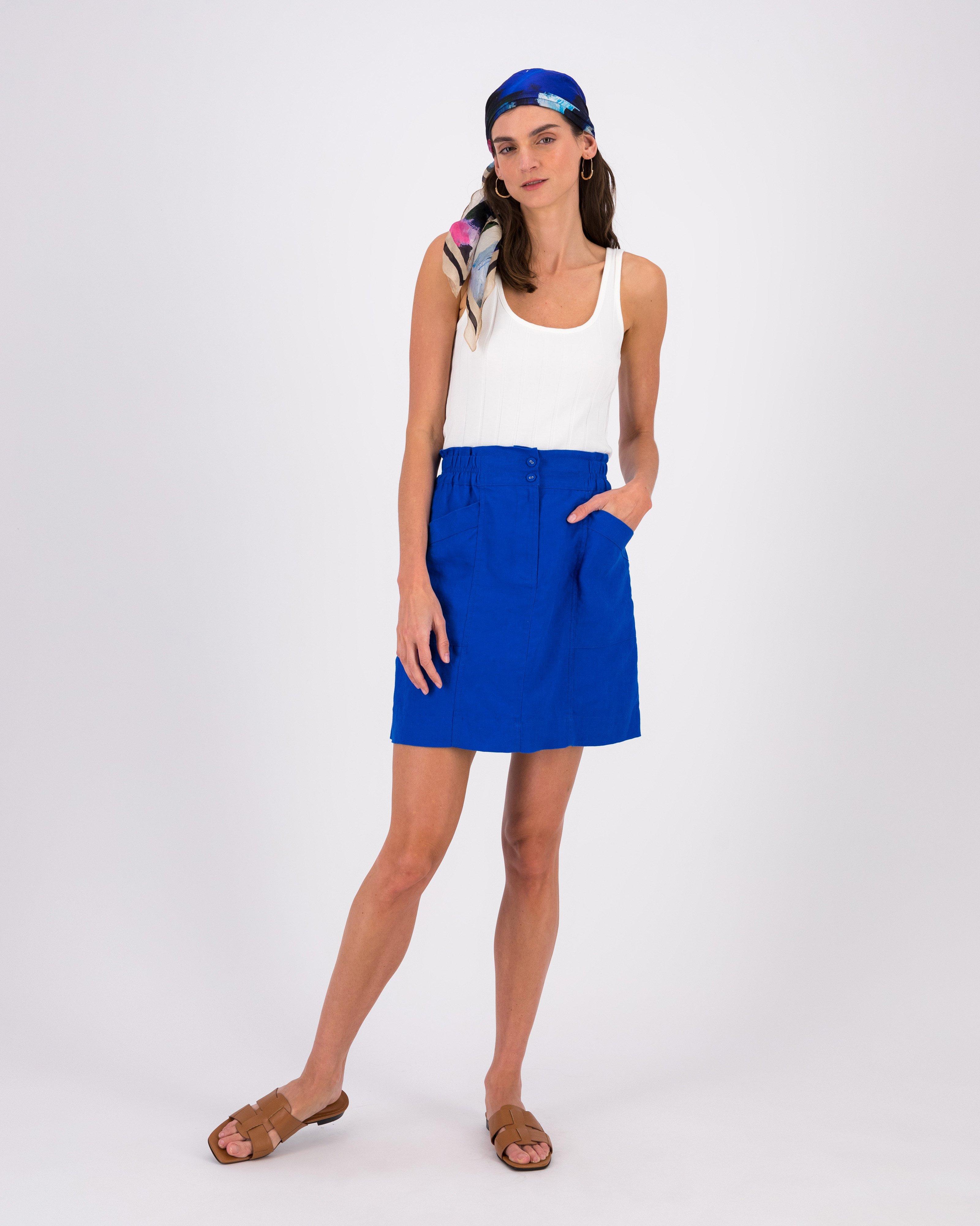 Areil Linen Short Skirt -  Blue