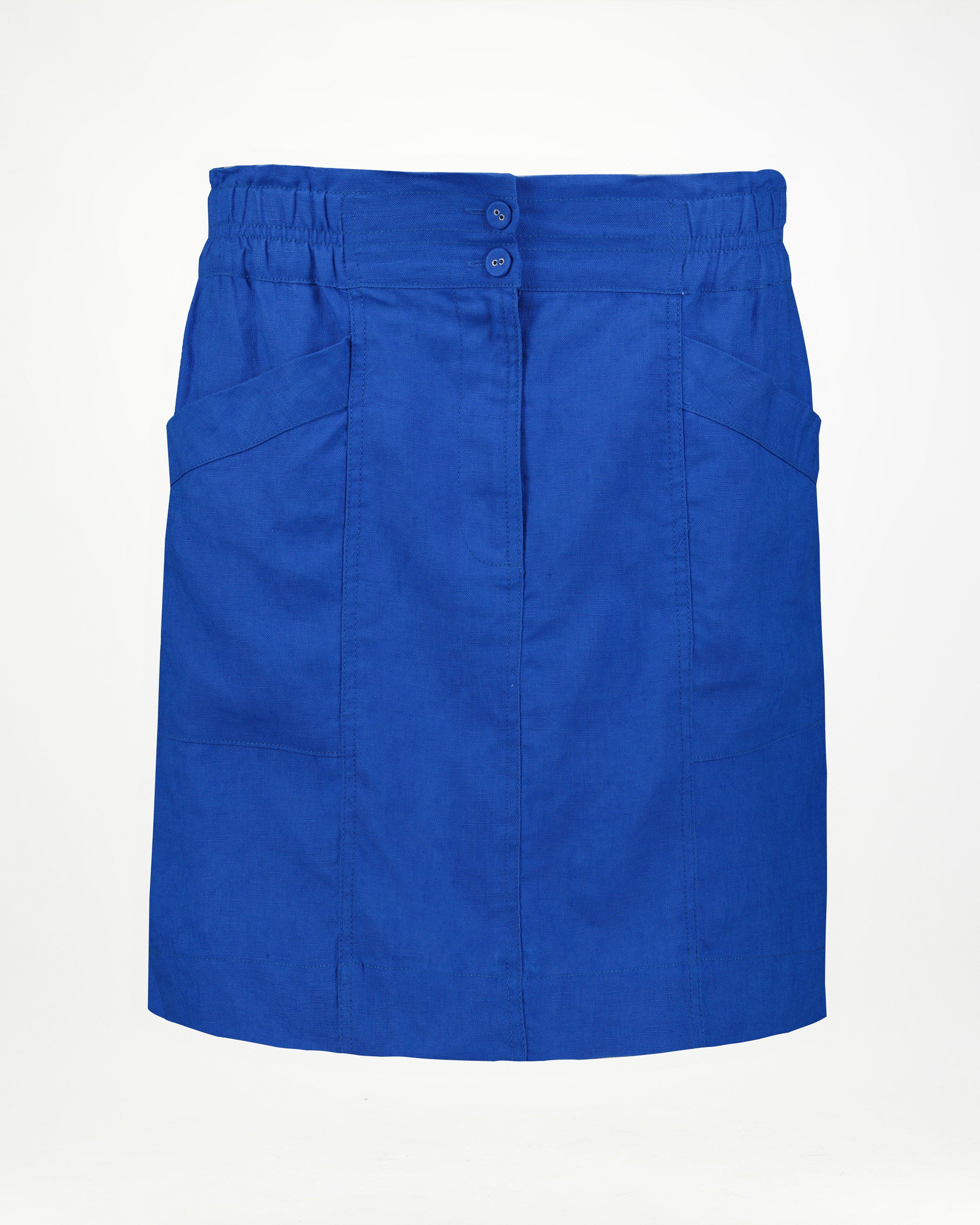 Areil Linen Short Skirt -  Blue