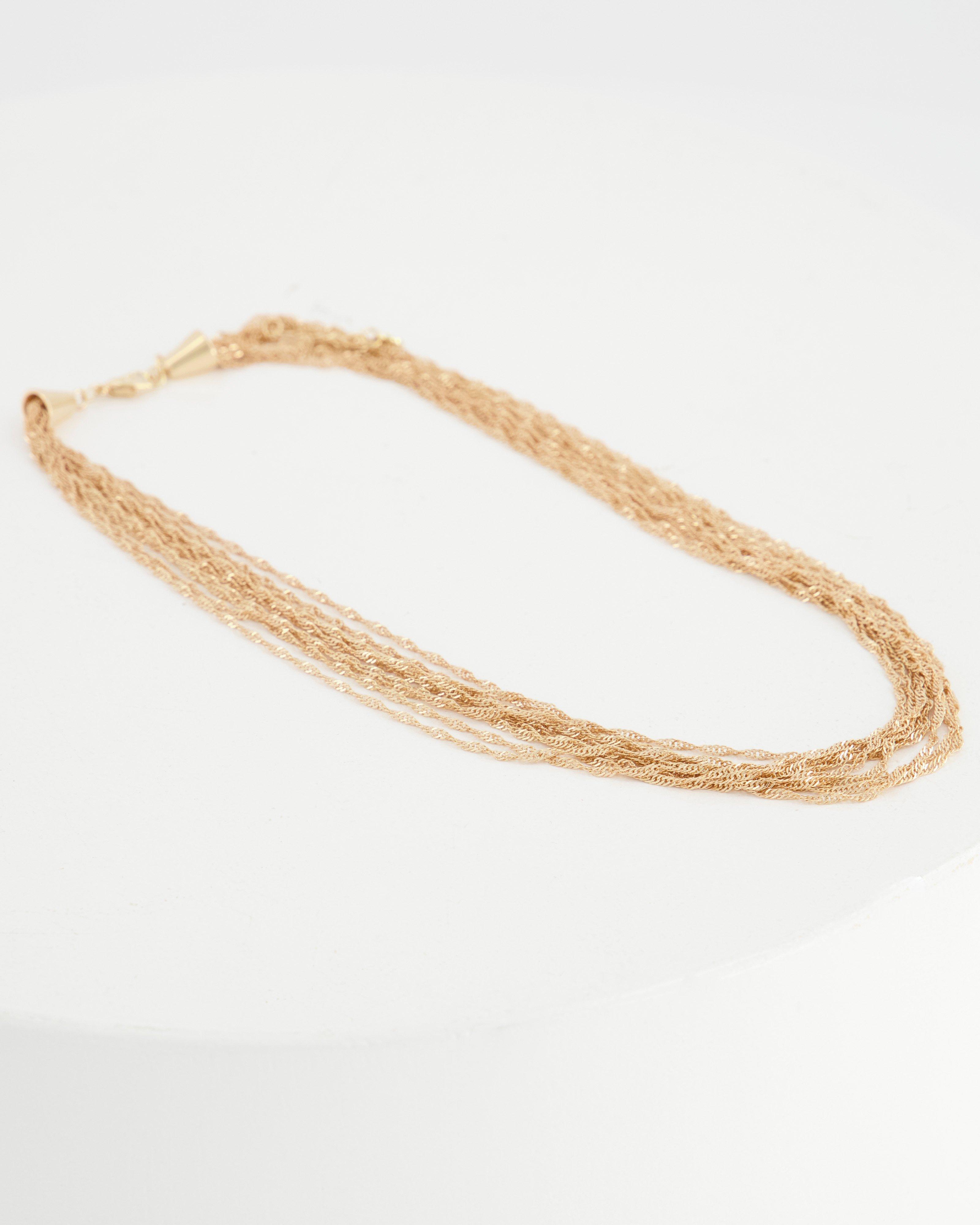 Fine 14-Strand Multi-Chain Necklace -  Gold
