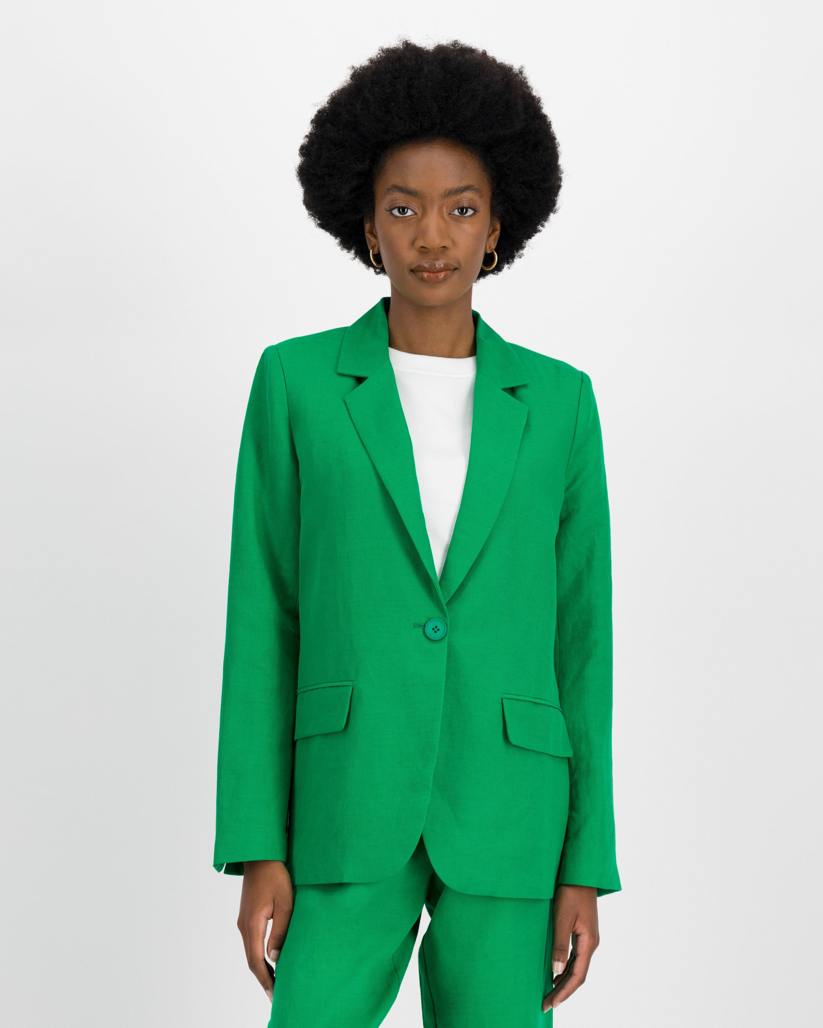 Shaei Linen Blazer -  green