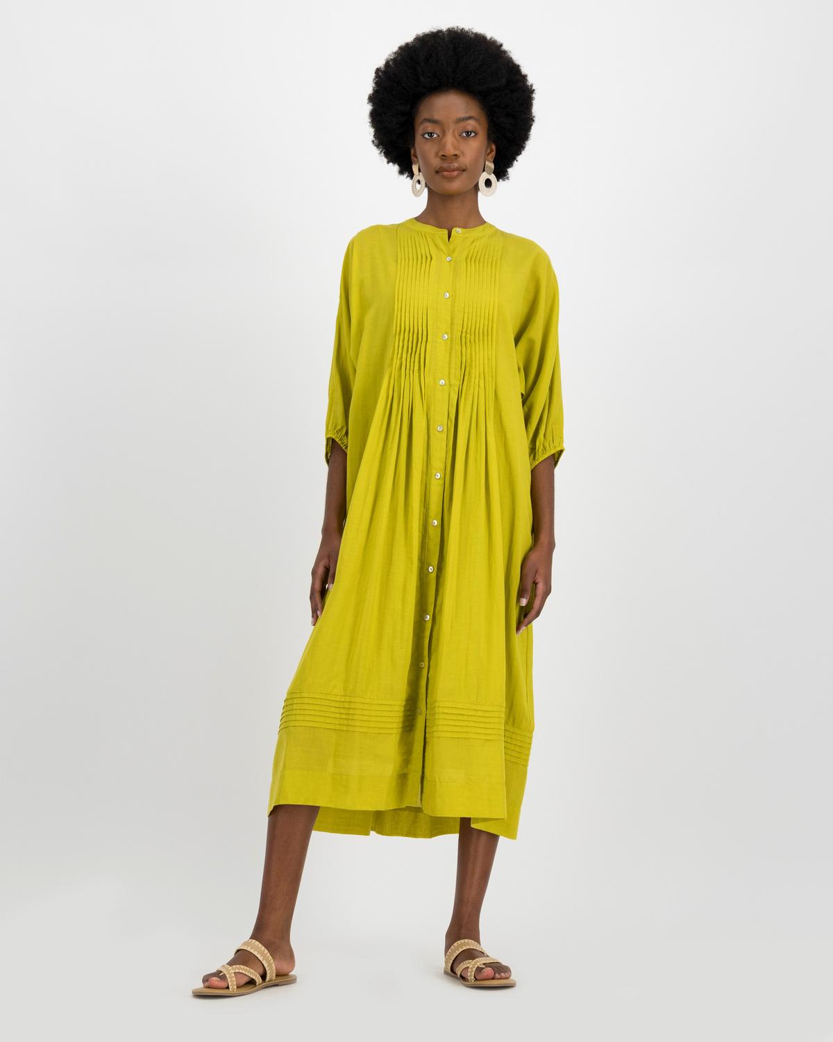Madina Pintuck Dress -  Yellow