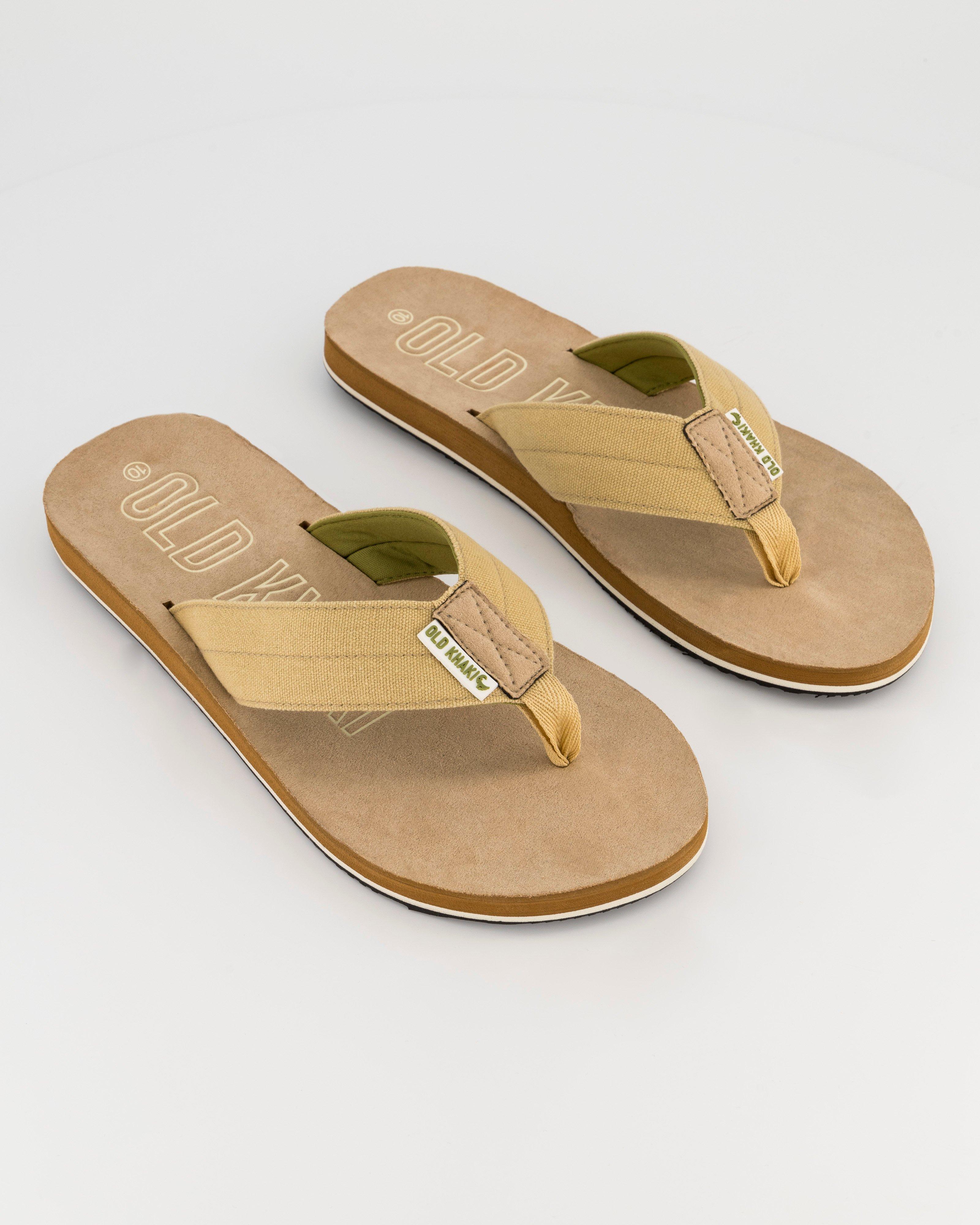 Mens khaki flip flops sale