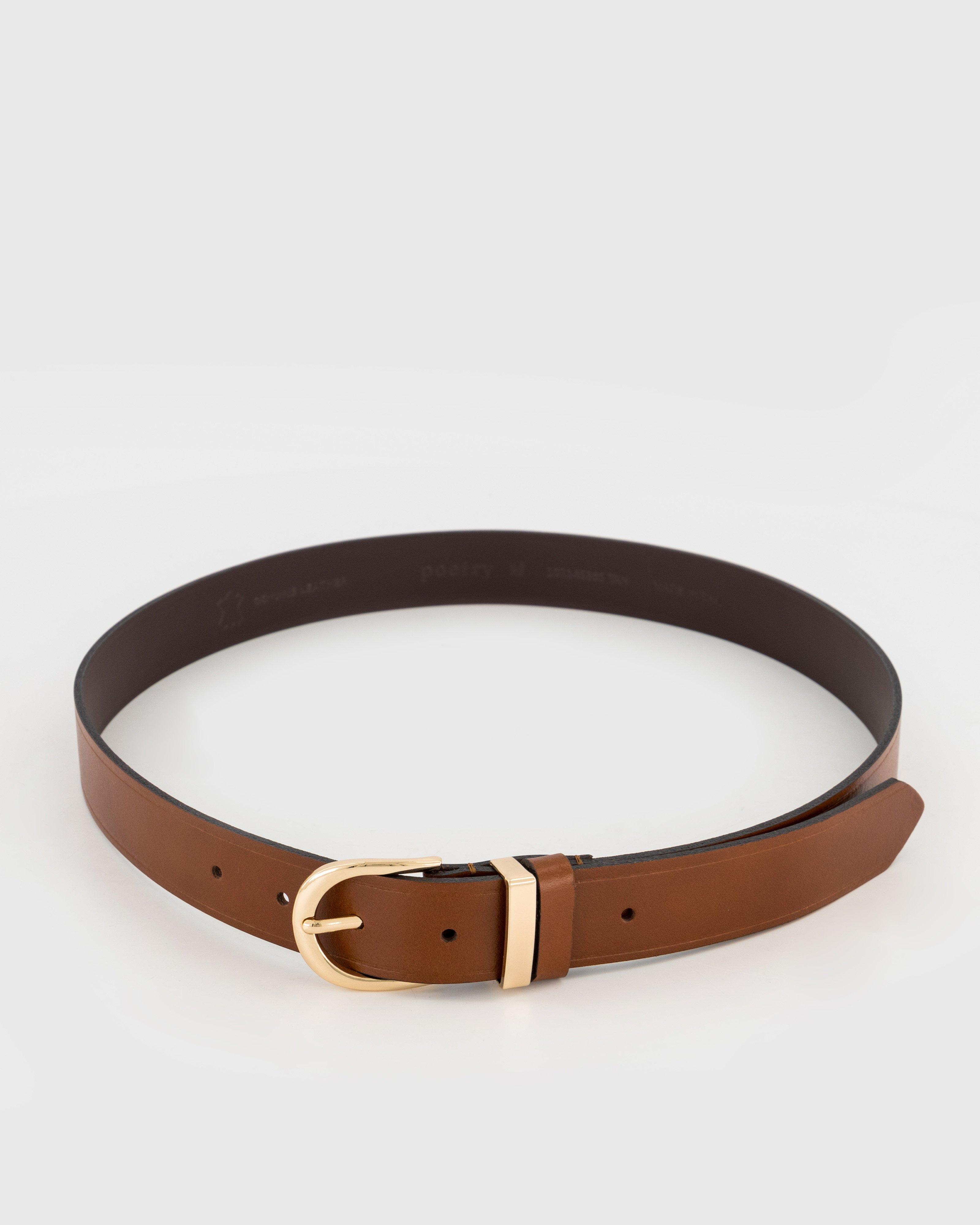 Shion Metal Keeper Belt -  Tan