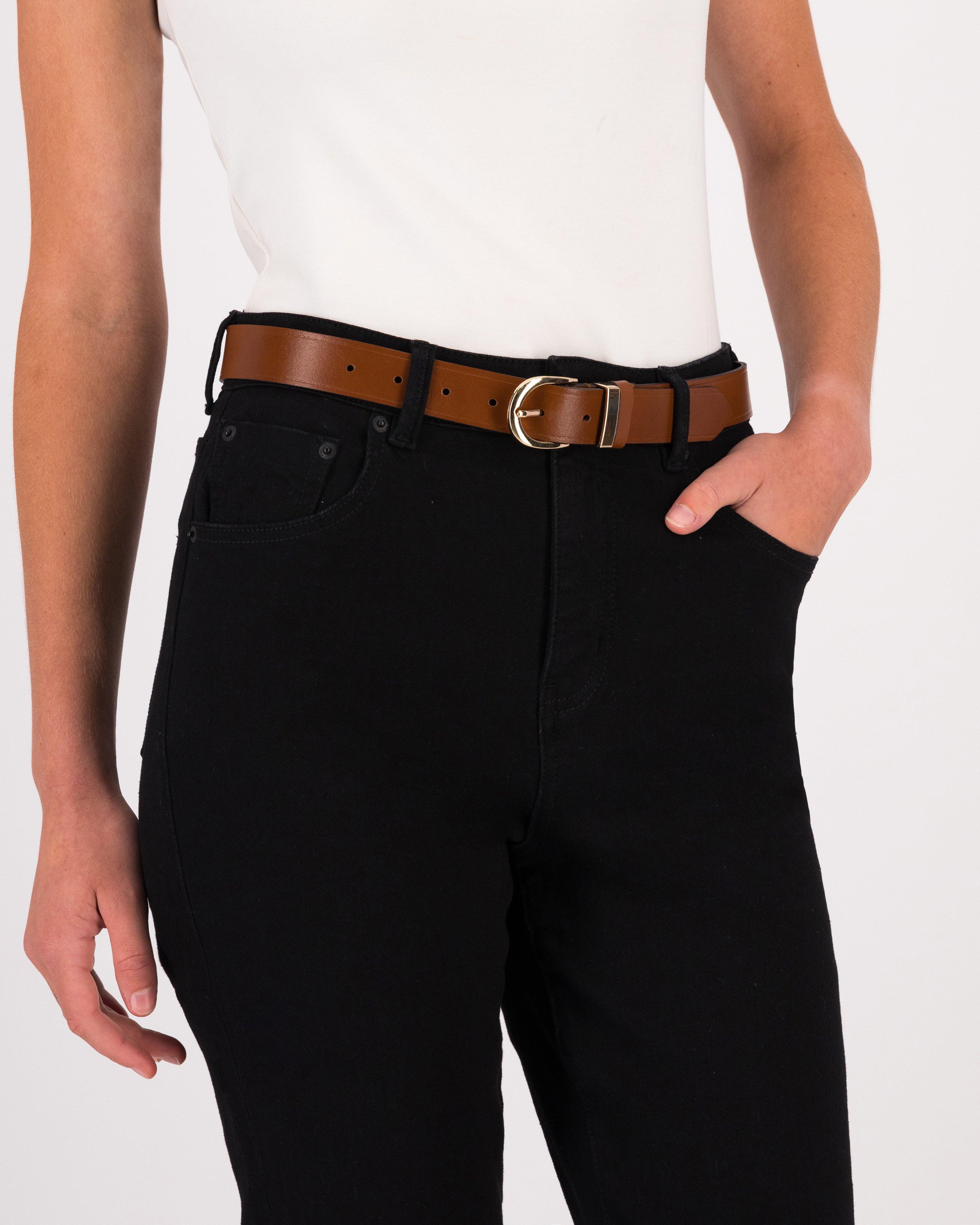 Shion Metal Keeper Belt -  Tan
