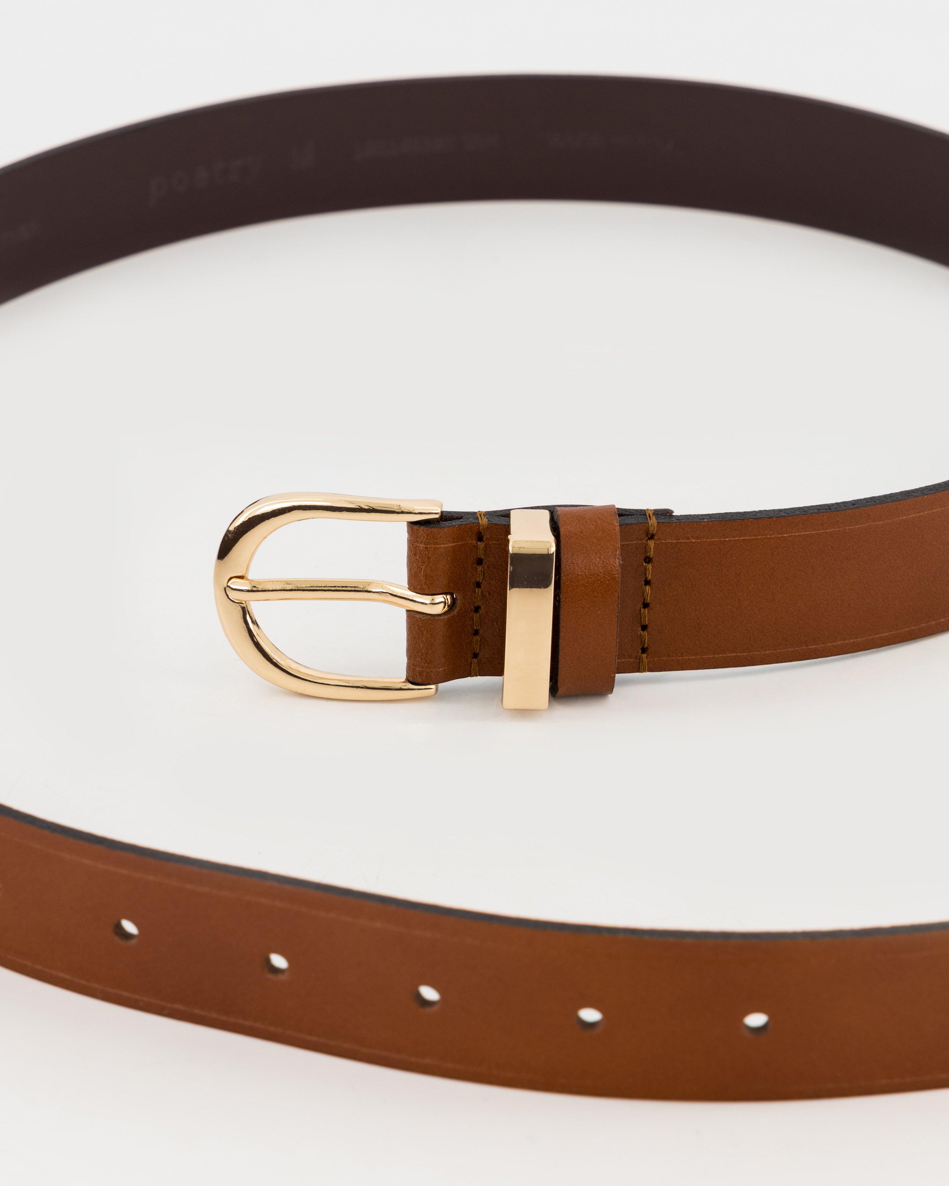 Shion Metal Keeper Belt -  Tan
